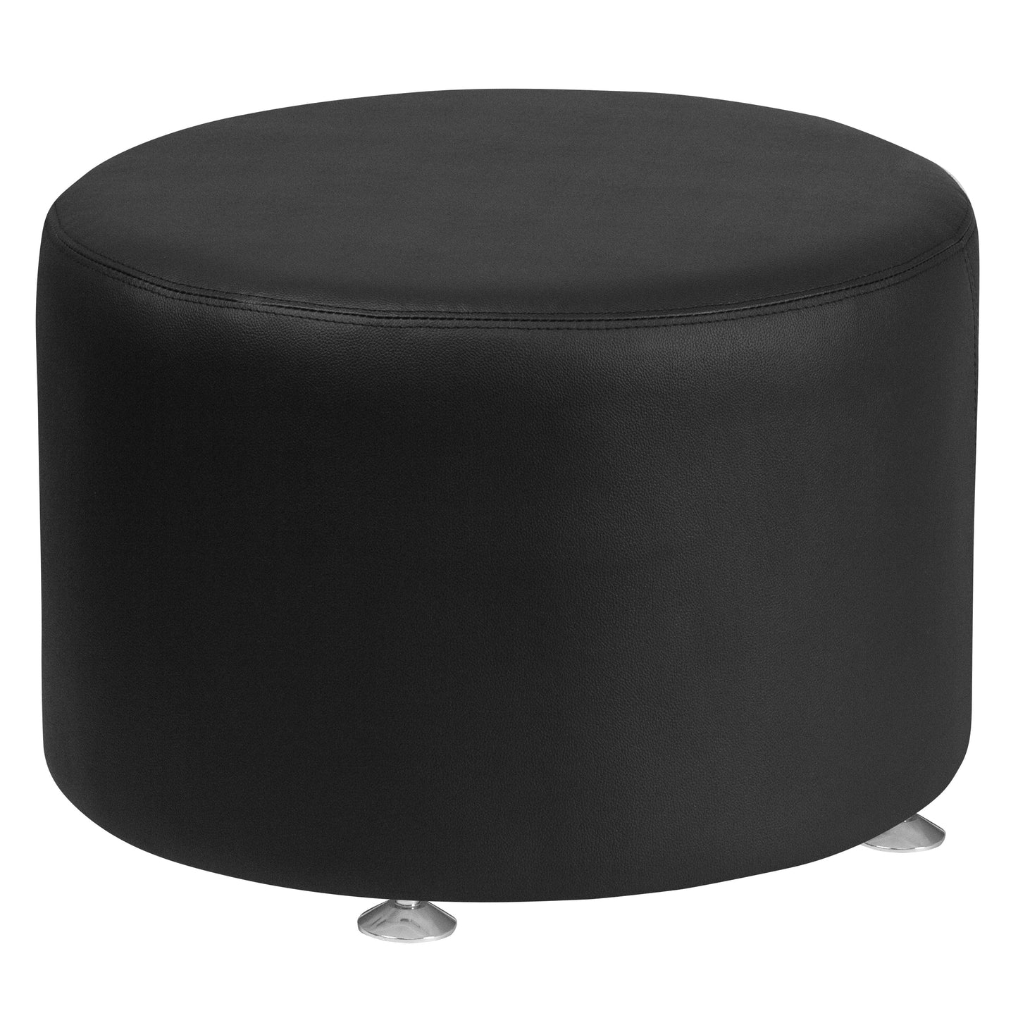 Black Leather 24" Rnd Ottoman ZB-803-RD-24-BK-GG