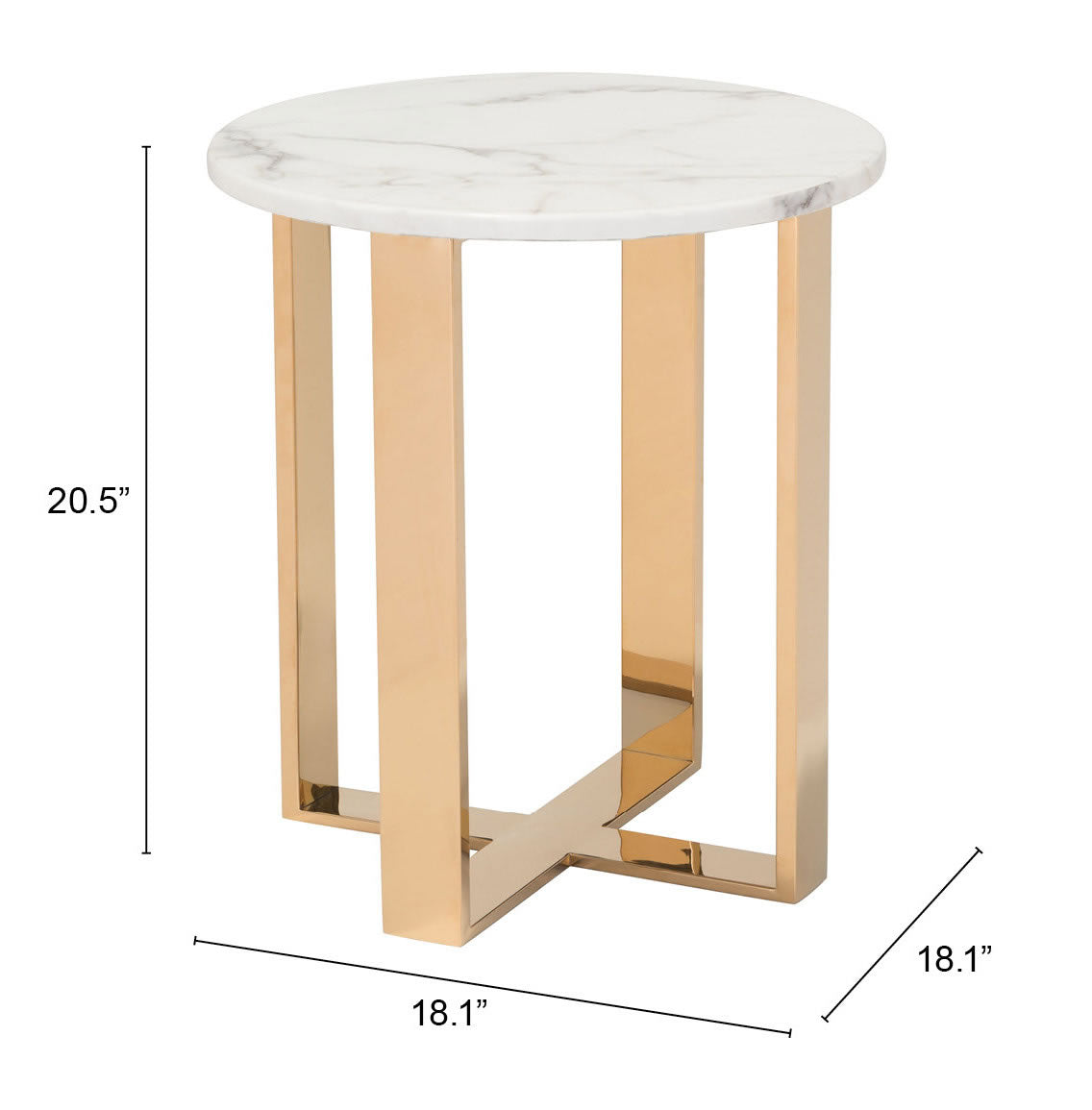 Atlas End Table White & Gold