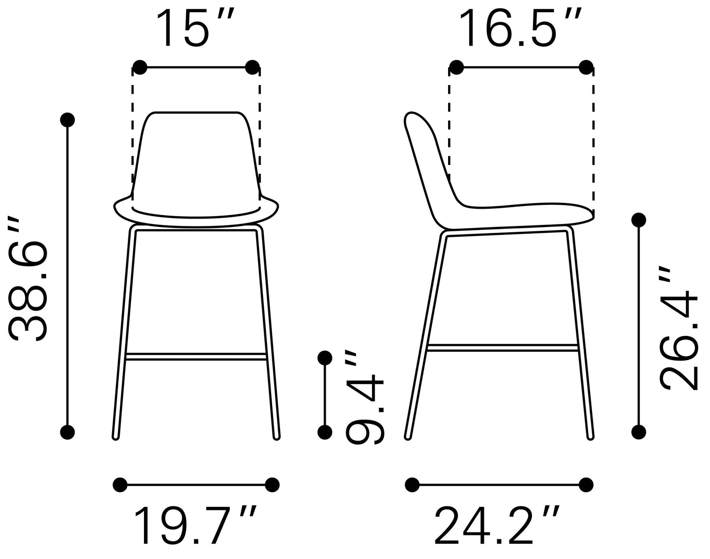 Tony Counter Stool Black & Gold