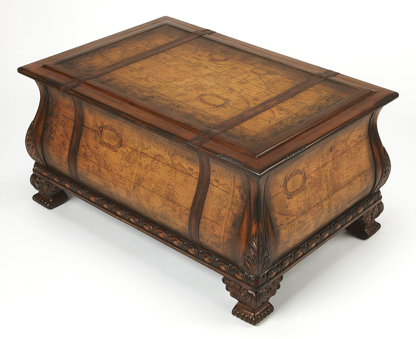 Vasco Bombe Old World Map Trunk Table in Light Brown  0553070