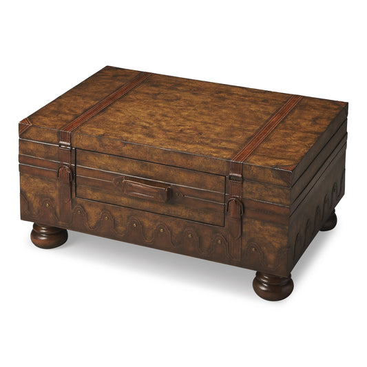 Vasco Old World Map Trunk Table in Light Brown  0576070