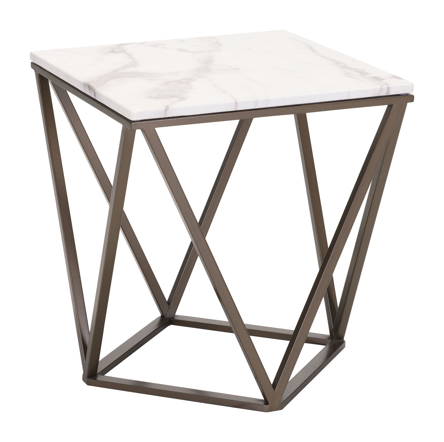 Tintern End Table White & Antique Brass