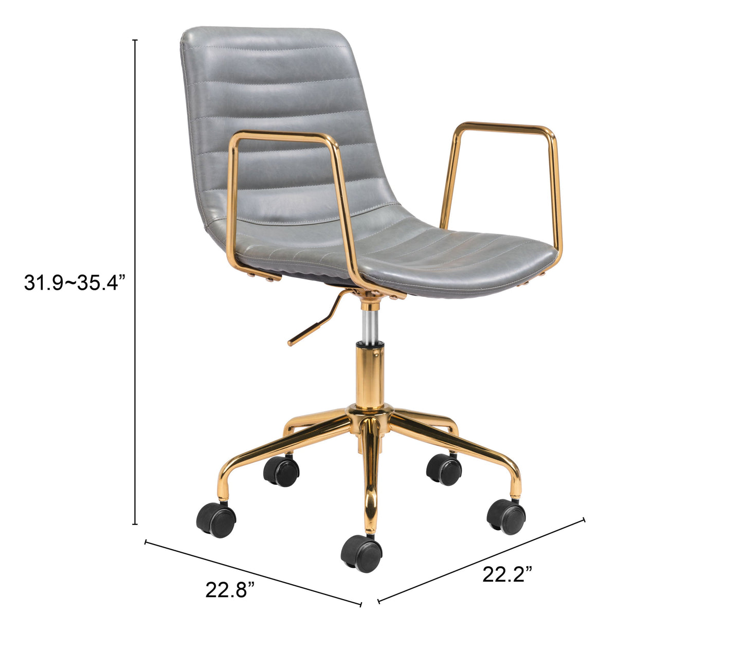 Eric Office Chair Gray & Gold