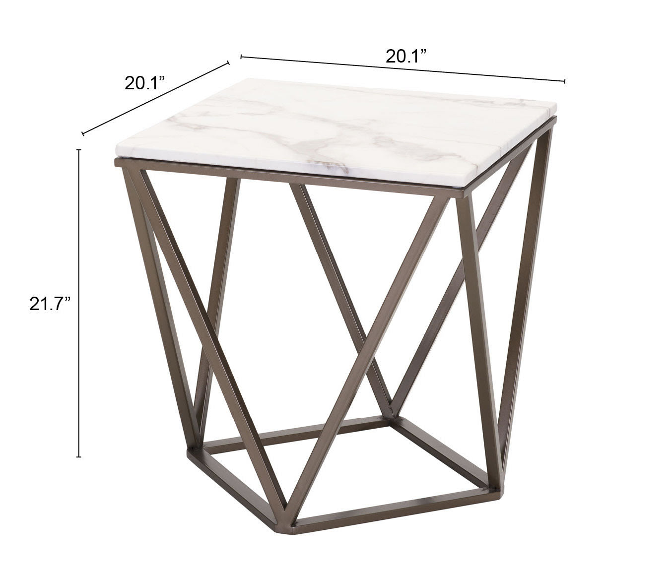 Tintern End Table White & Antique Brass