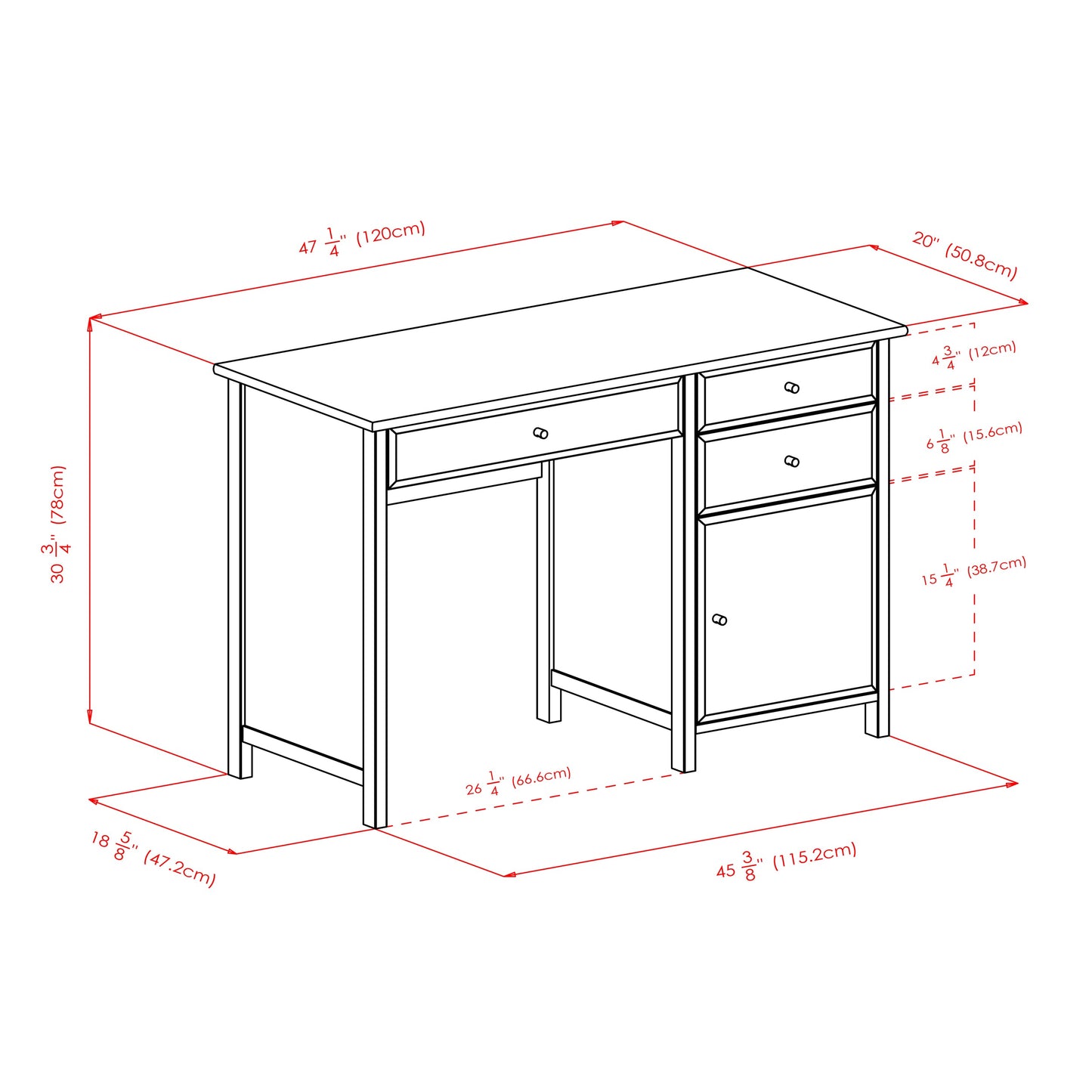 Delta Home Office Writing Desk, White