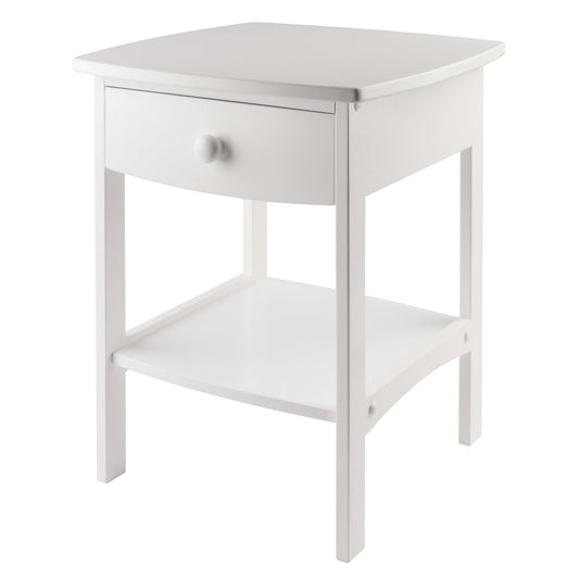 Claire Curved Accent Table, Nightstand, White