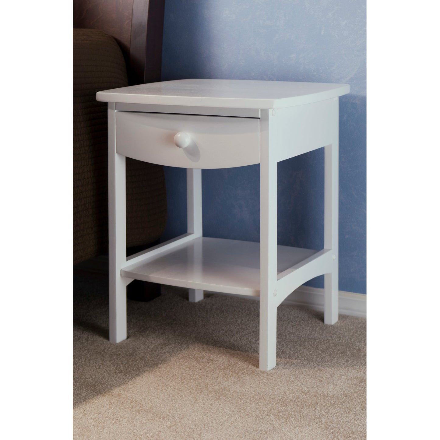 Claire Curved Accent Table, Nightstand, White