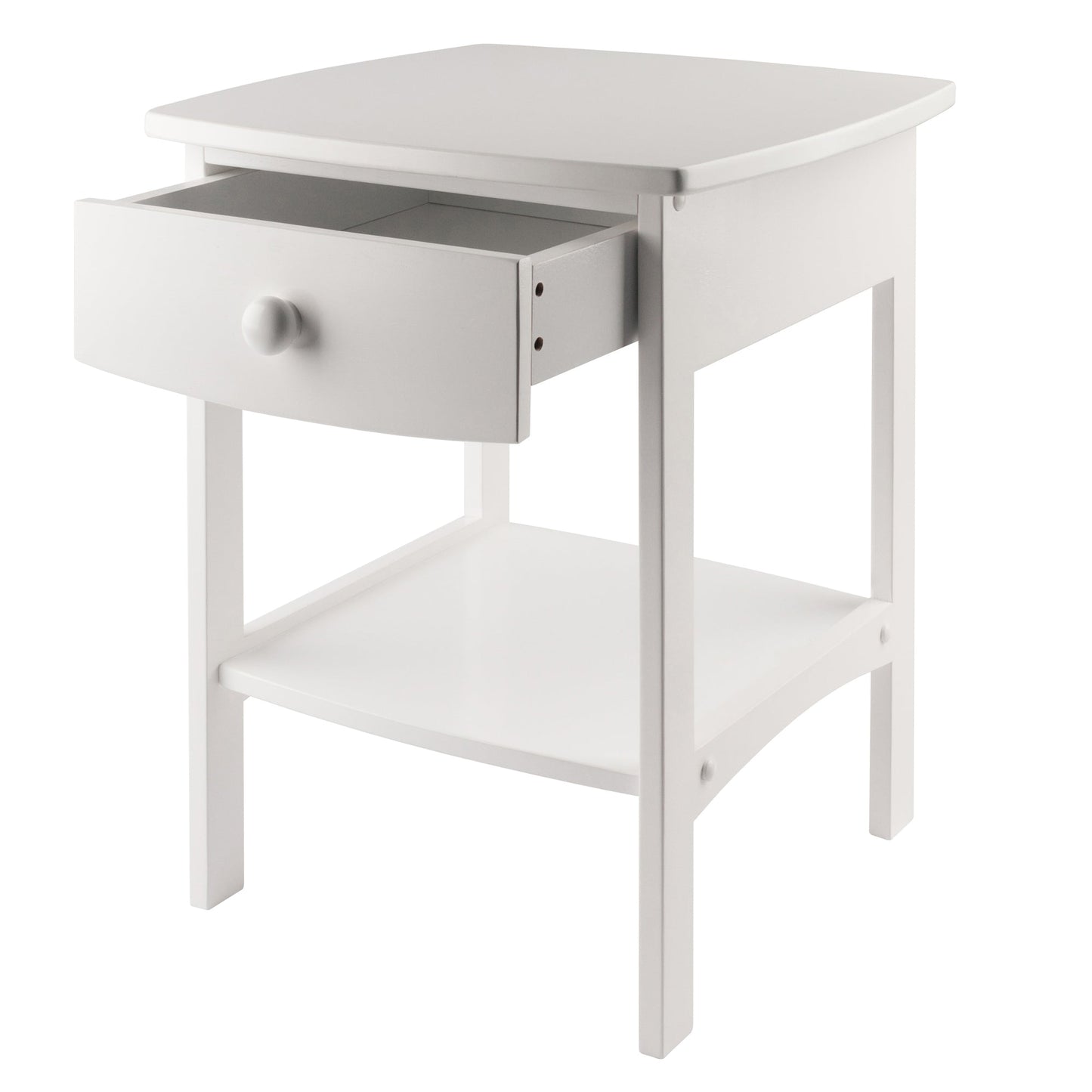 Claire Curved Accent Table, Nightstand, White