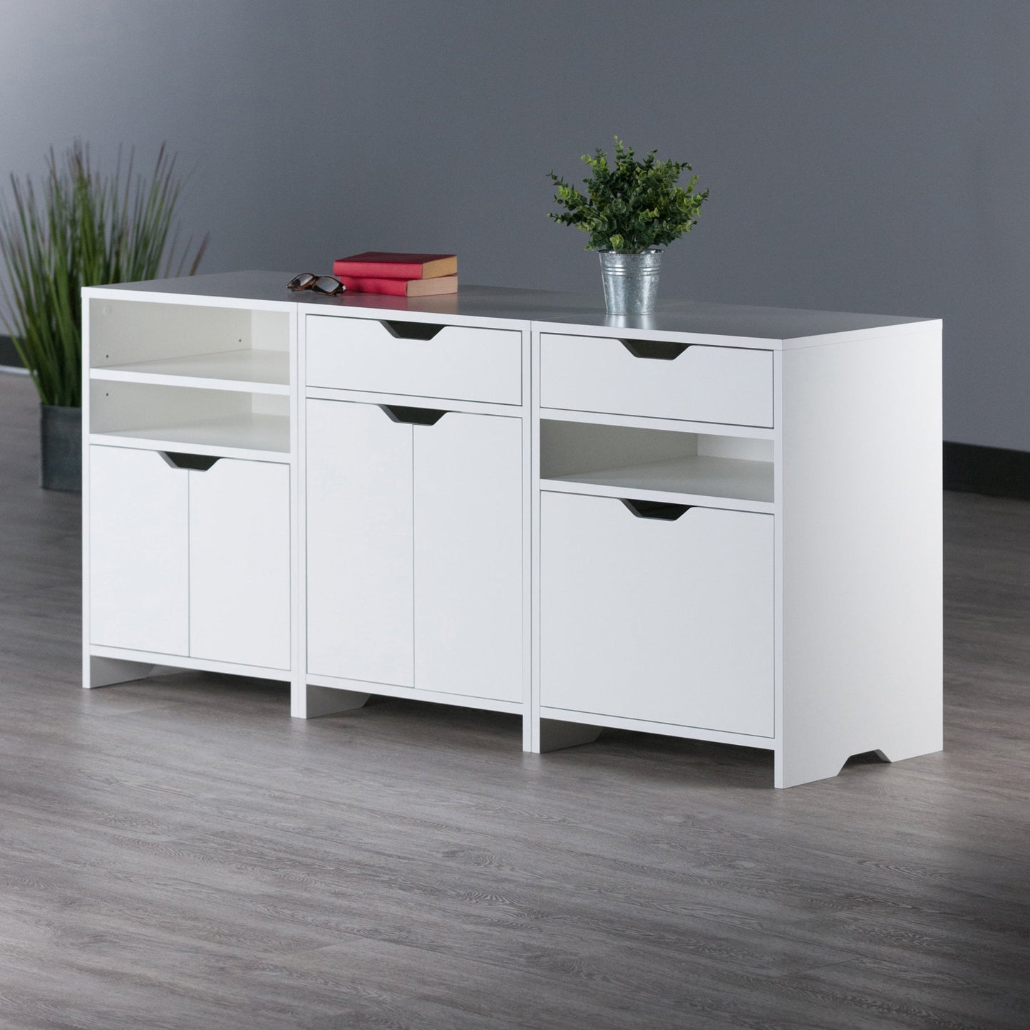 Nova 3-Pc Storage Cabinet Set, White