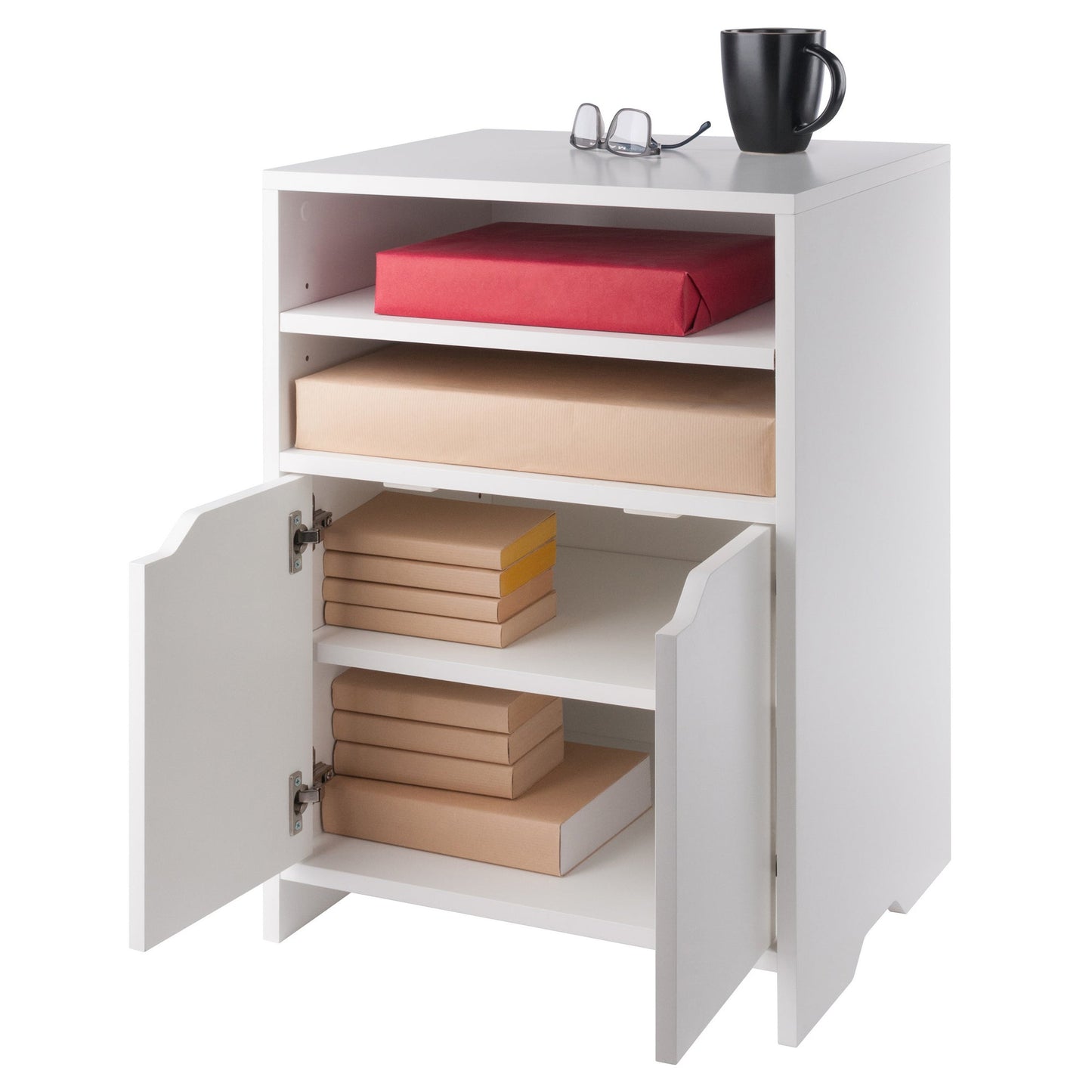 Nova Open Shelf Storage Cabinet, White