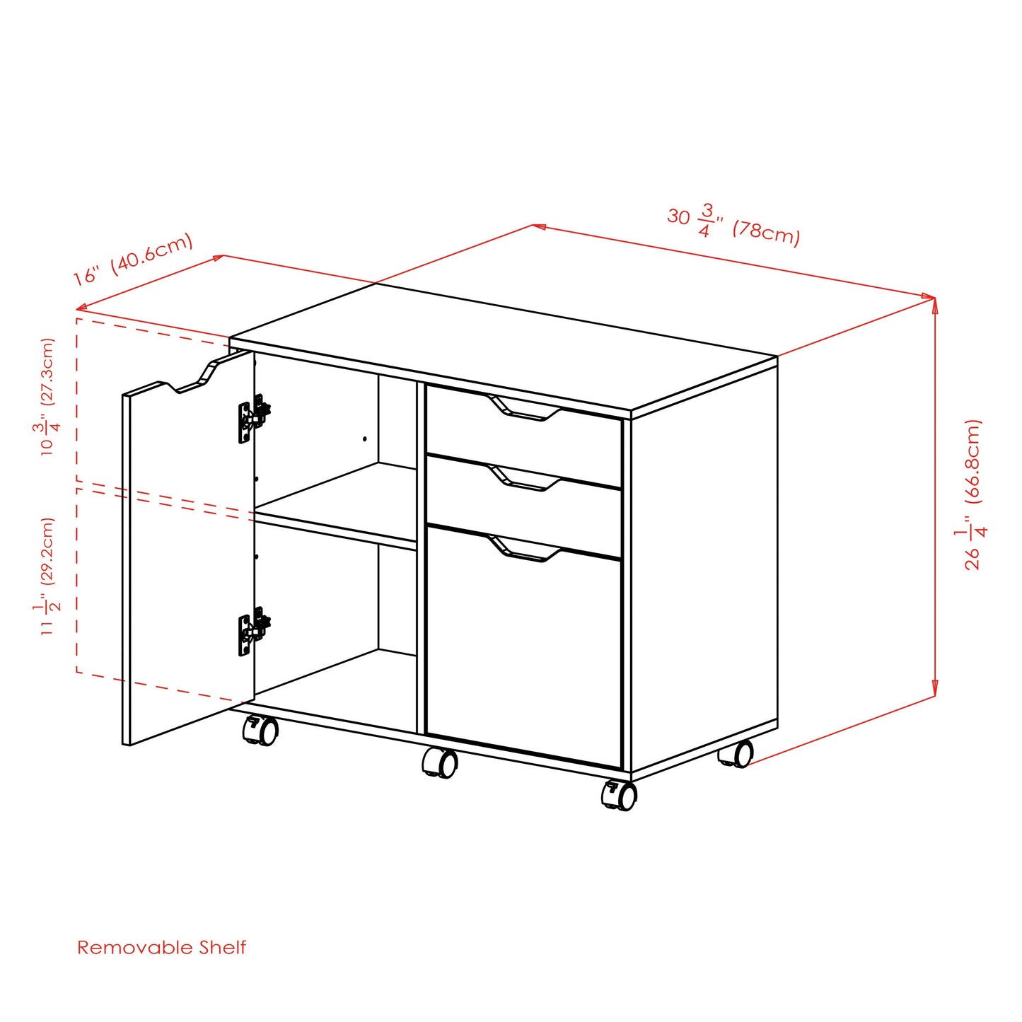 Halifax Wide Storage Cabinet, 2-Drawer, Filing Cabinet, White