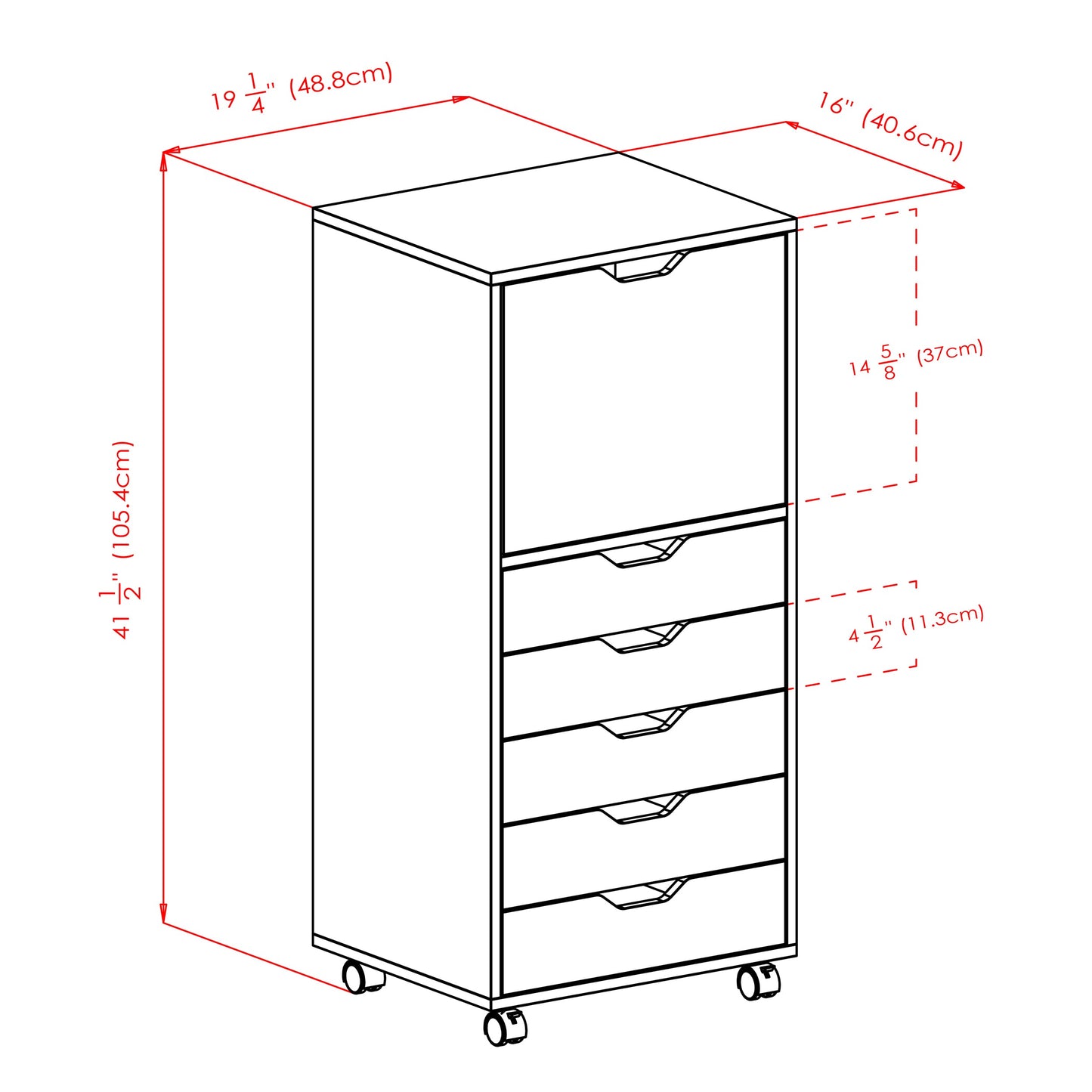 Halifax Tall Storage Cabinet, 5-Drawer, White