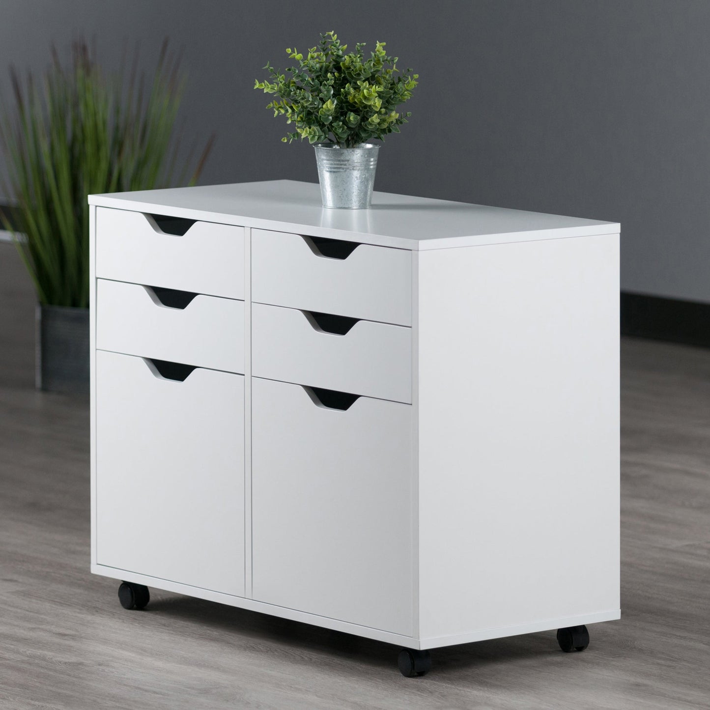 Halifax Wide 2-Door Storage Cabinet, 4-Drawer, White