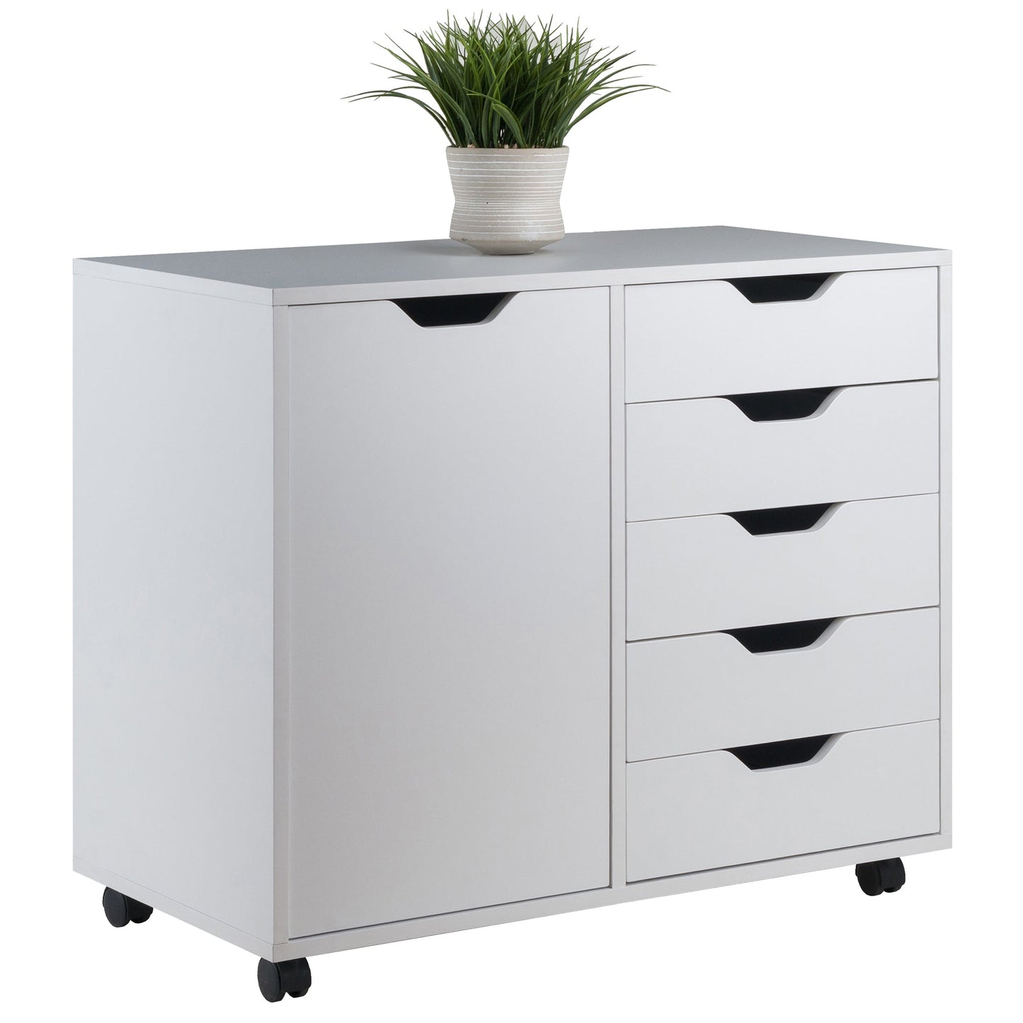 Halifax Wide Storage Cabinet, 5-Drawer, White