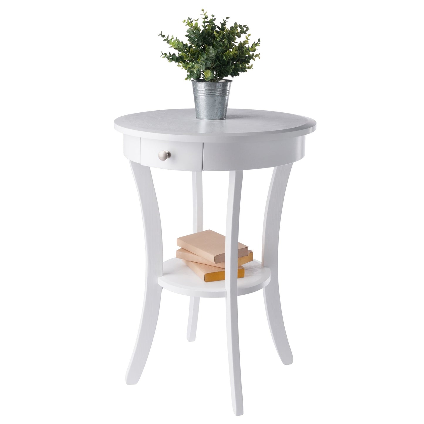 Sasha Round Accent Table, White