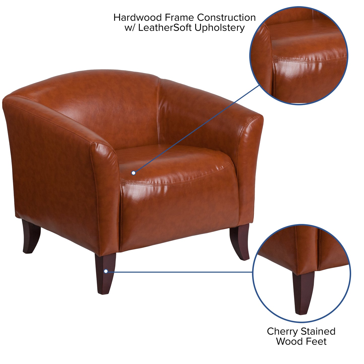 Cognac Leather Chair 111-1-CG-GG