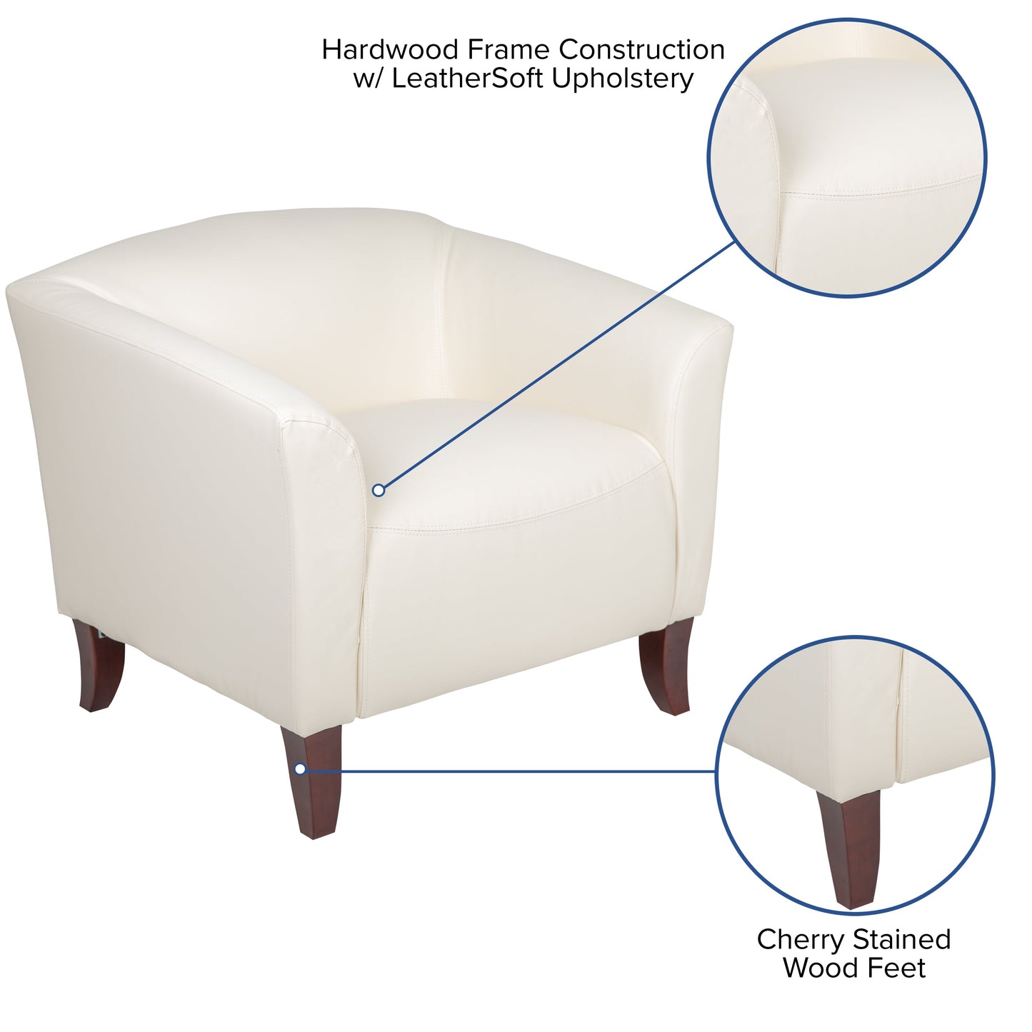 Ivory Leather Chair 111-1-WH-GG