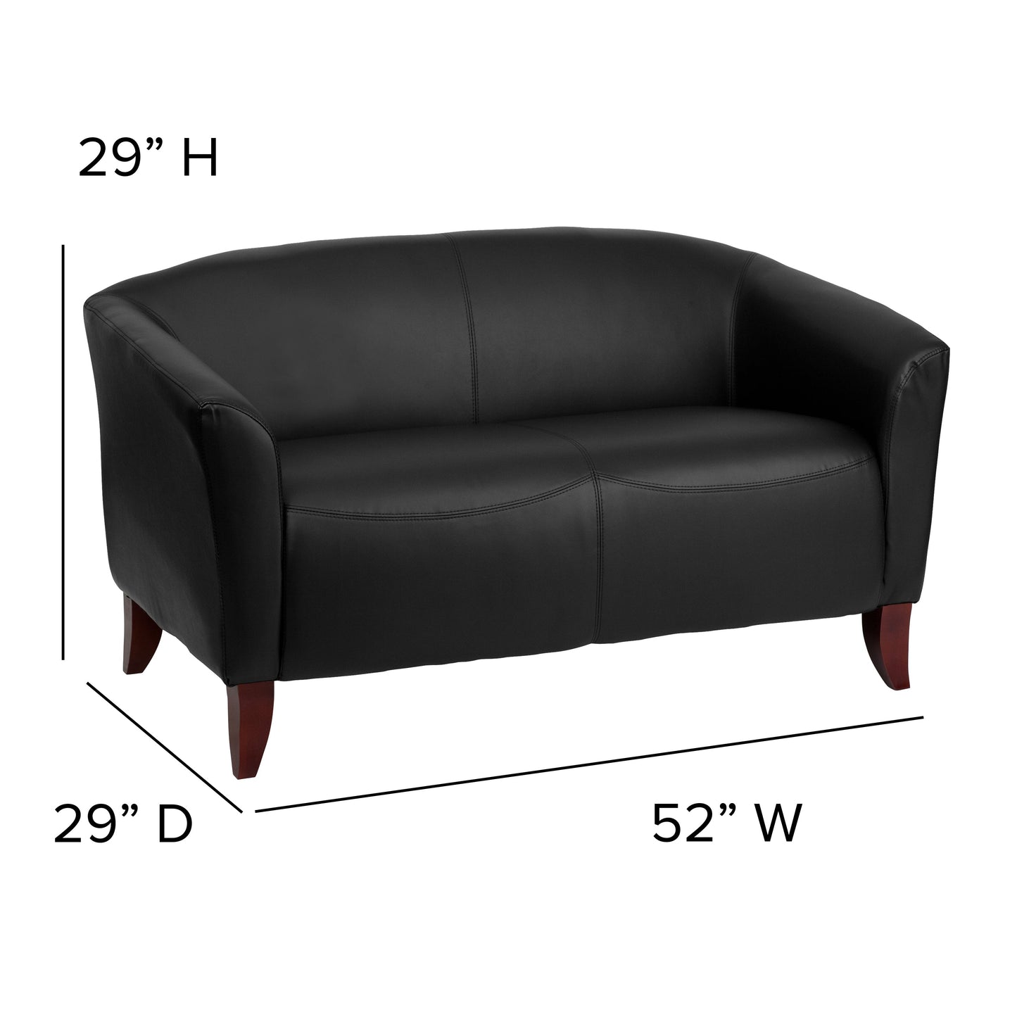 Black Leather Loveseat 111-2-BK-GG