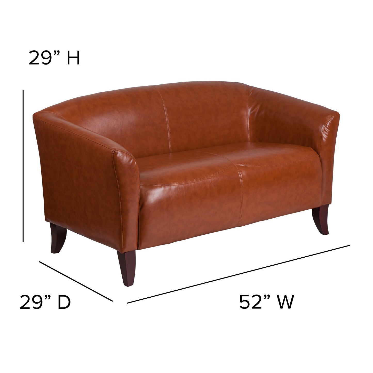 Cognac Leather Loveseat 111-2-CG-GG