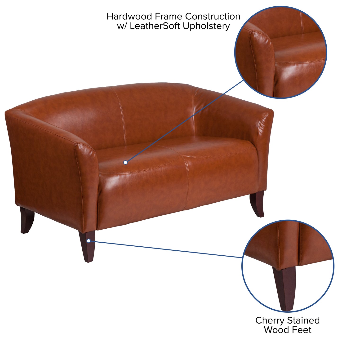 Cognac Leather Loveseat 111-2-CG-GG