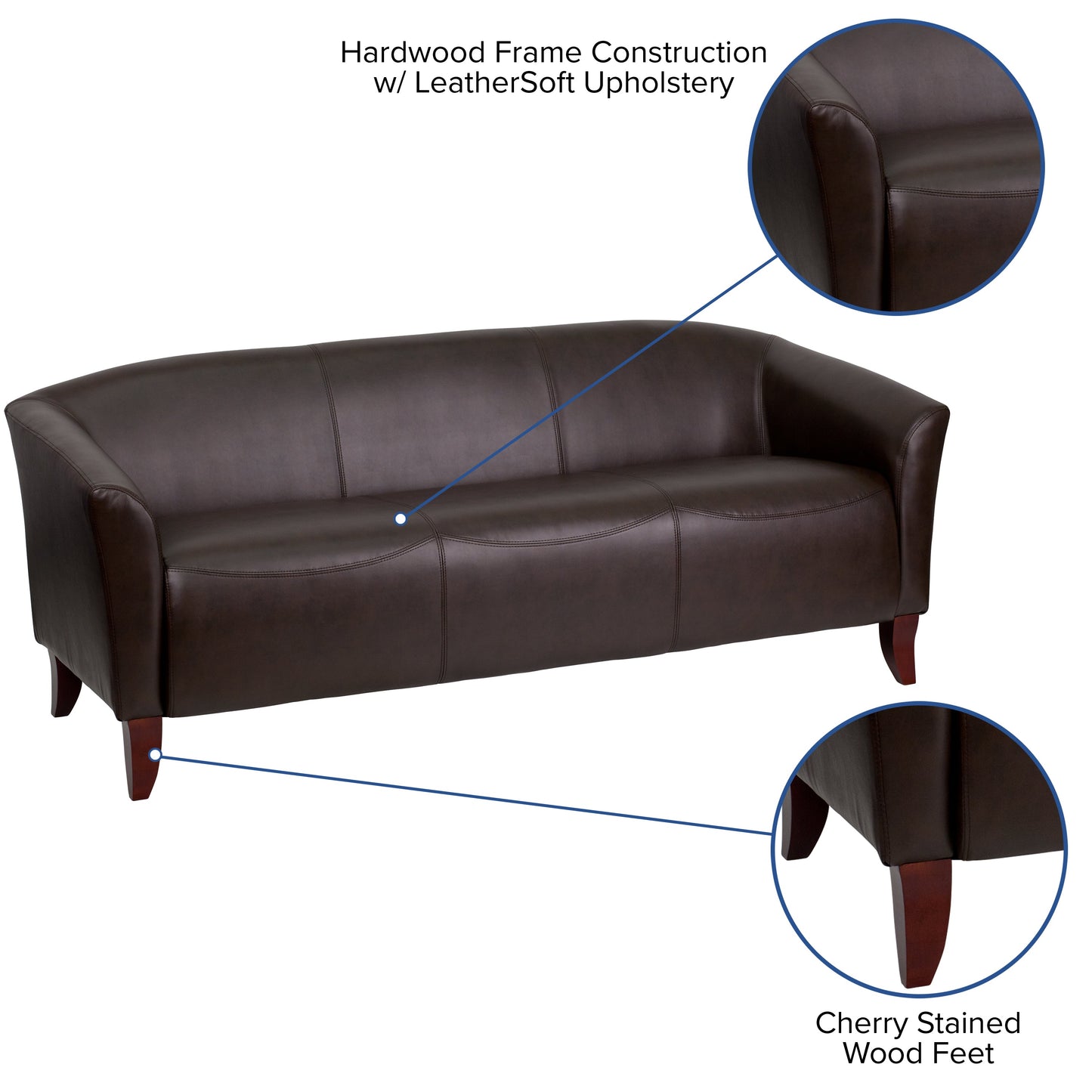 Brown Leather Sofa 111-3-BN-GG