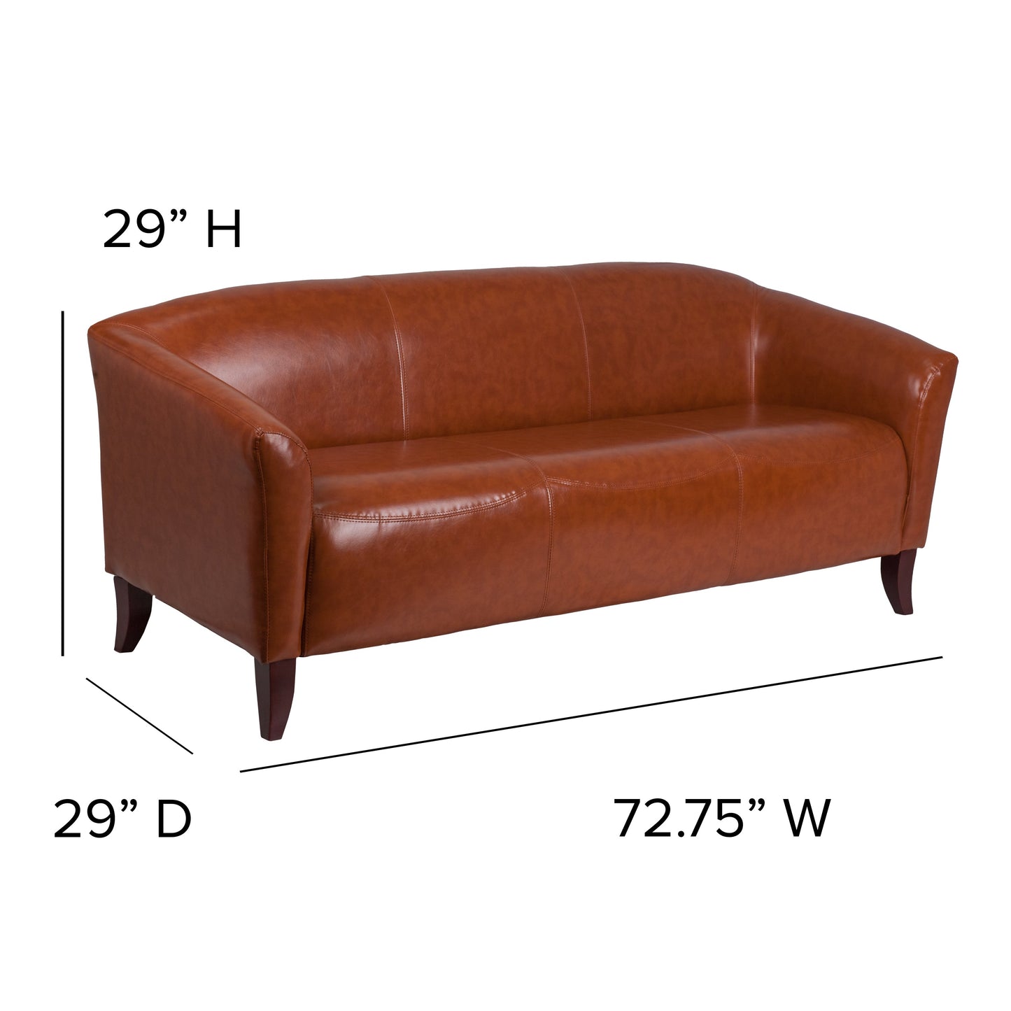 Cognac Leather Sofa 111-3-CG-GG