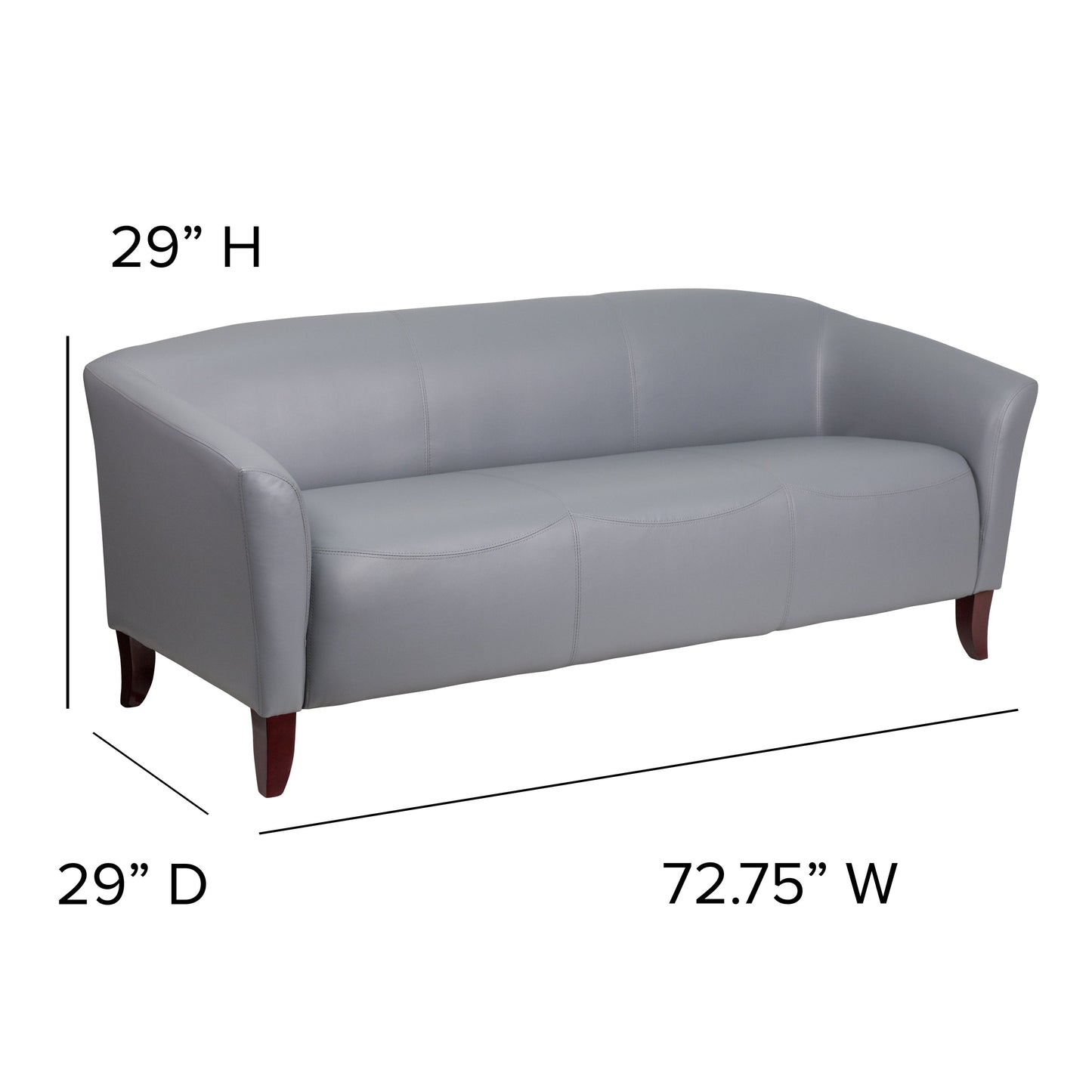 Gray Leather Sofa 111-3-GY-GG