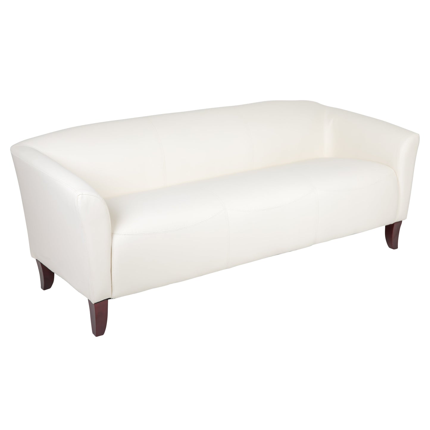 Ivory Leather Sofa 111-3-WH-GG