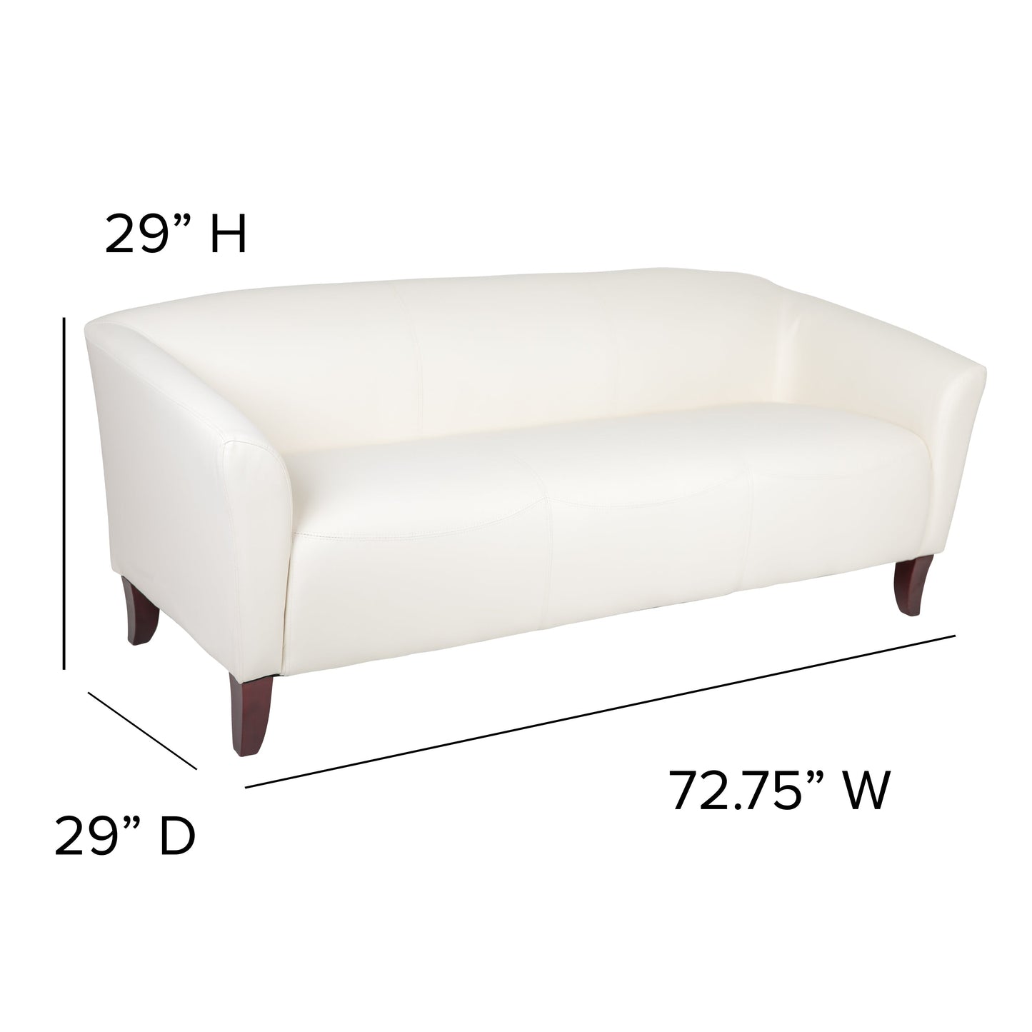 Ivory Leather Sofa 111-3-WH-GG