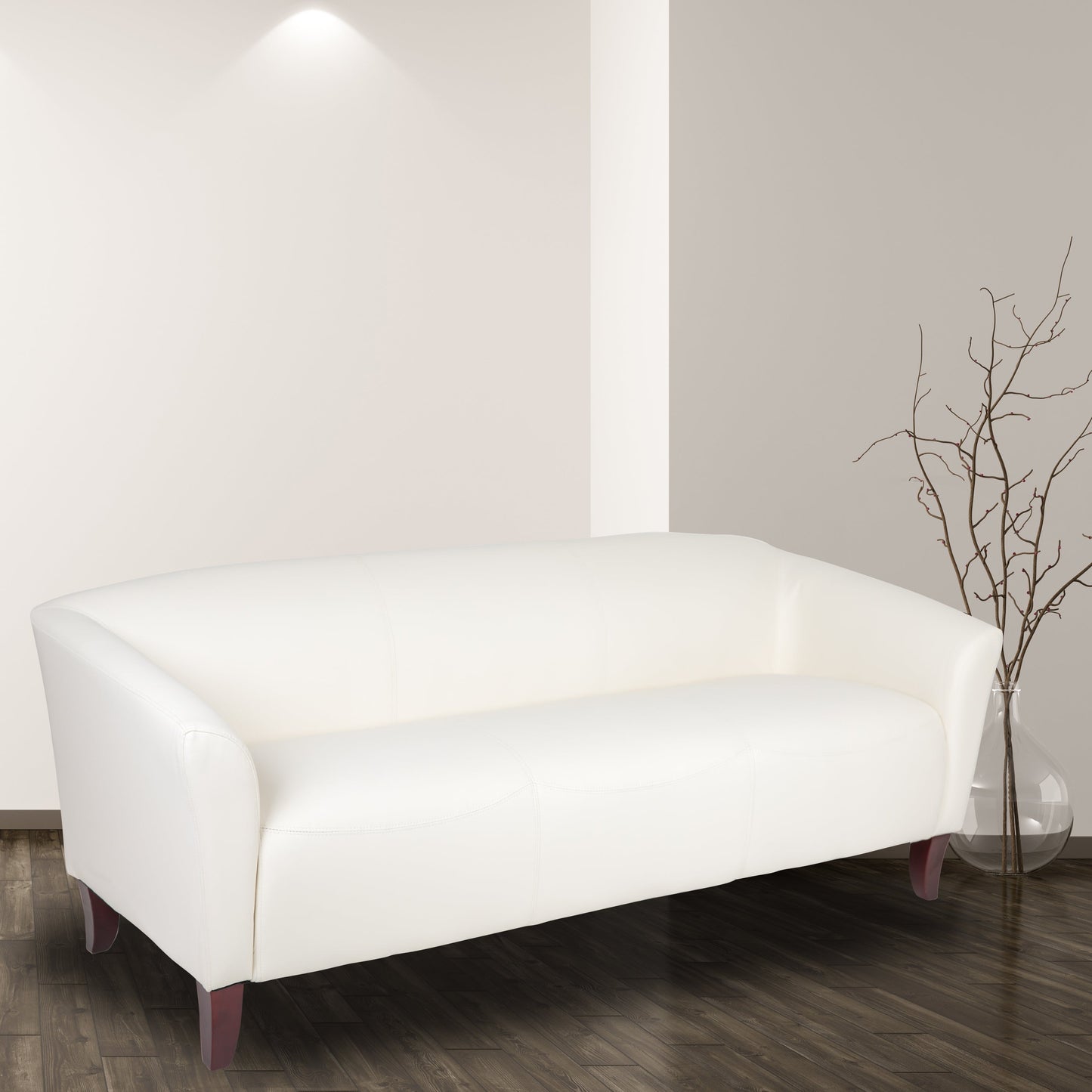 Ivory Leather Sofa 111-3-WH-GG