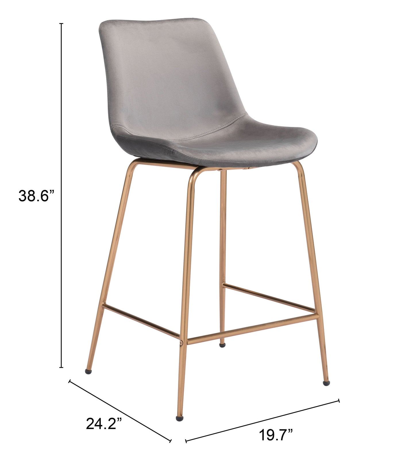 Tony Counter Stool Gray & Gold