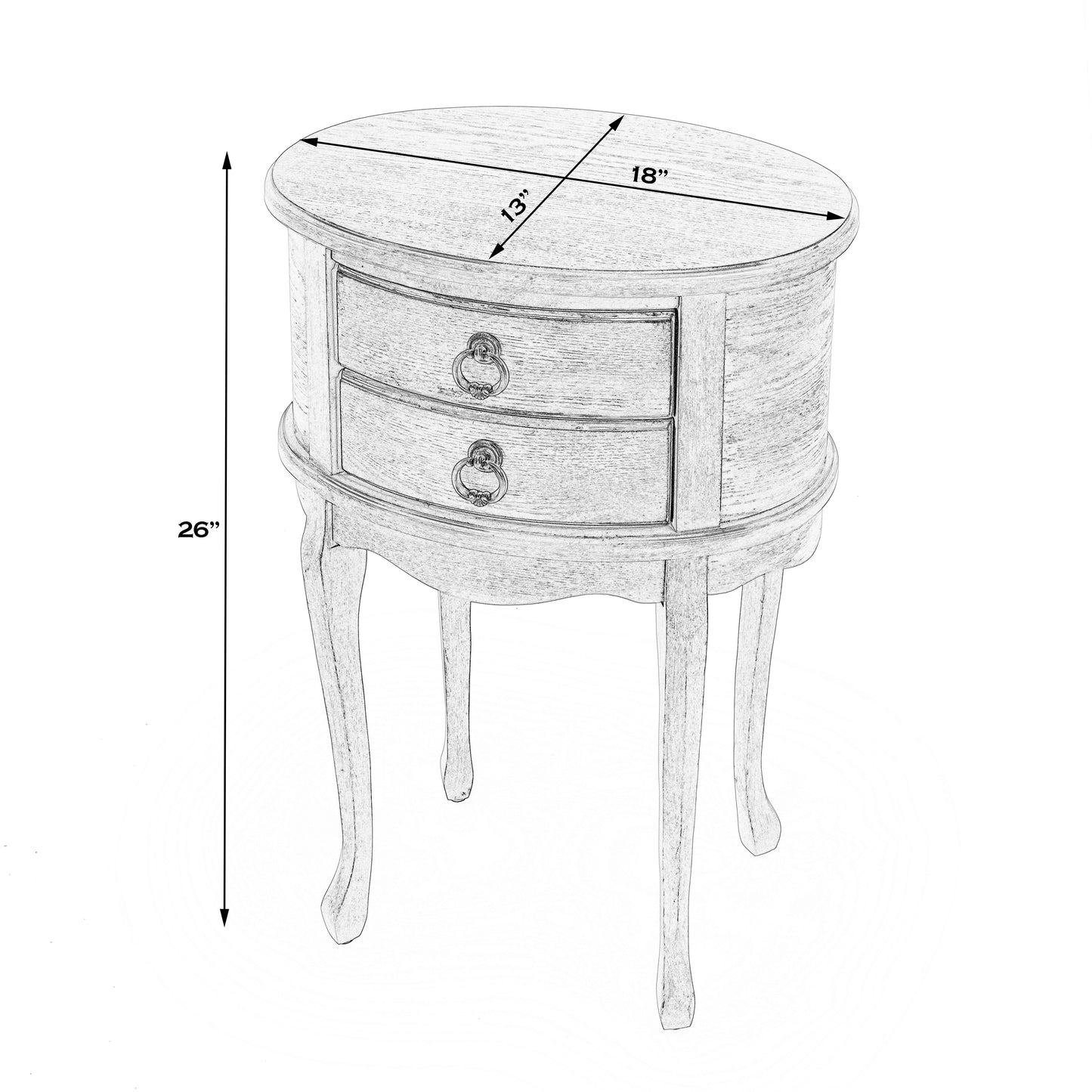 Whitley Oval Side Table in Gray  1589418