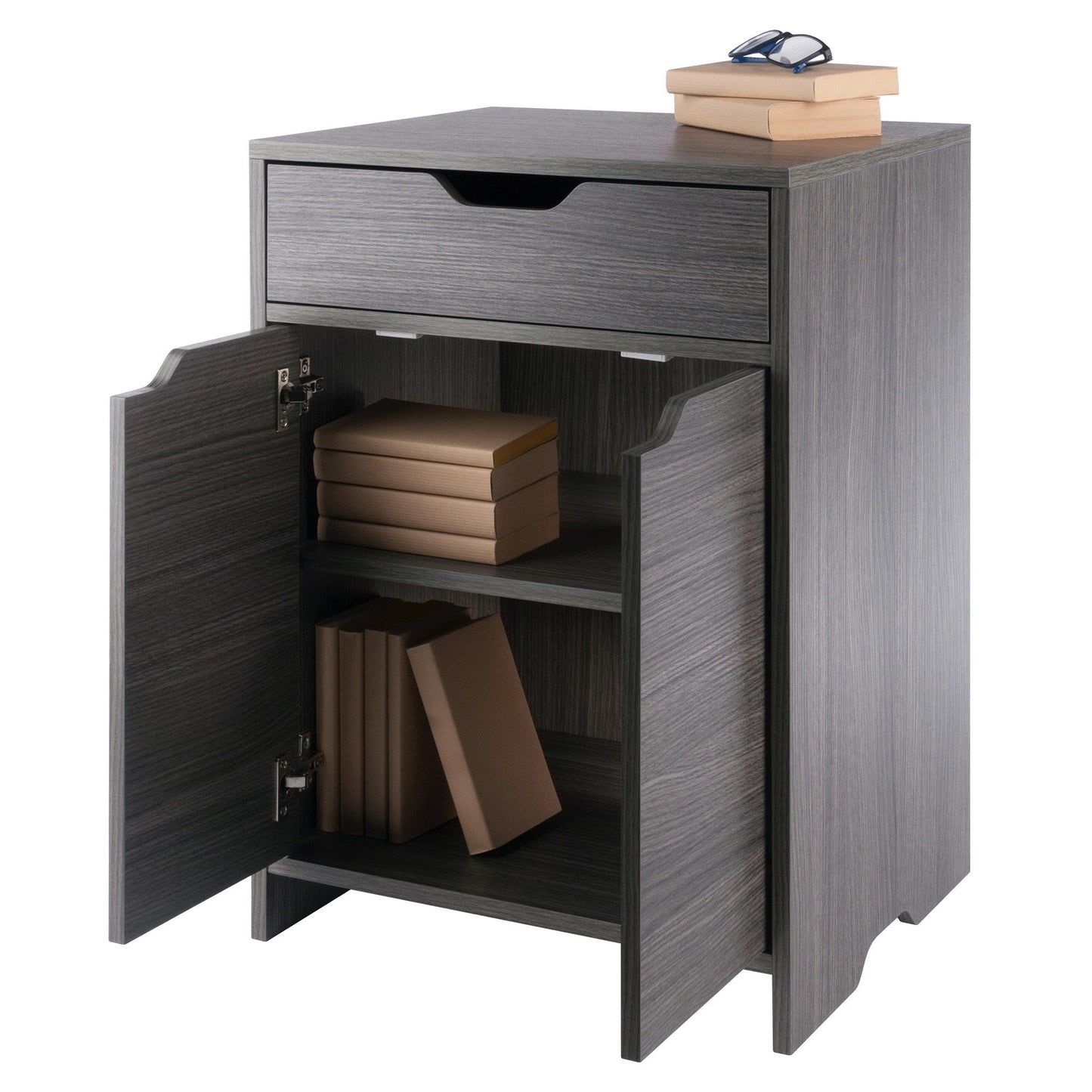 Nova 1-Drawer Storage Cabinet, Charcoal