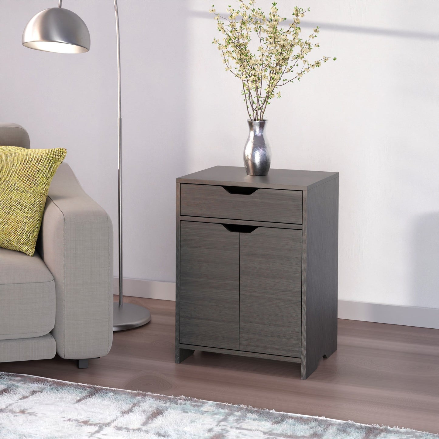 Nova 1-Drawer Storage Cabinet, Charcoal