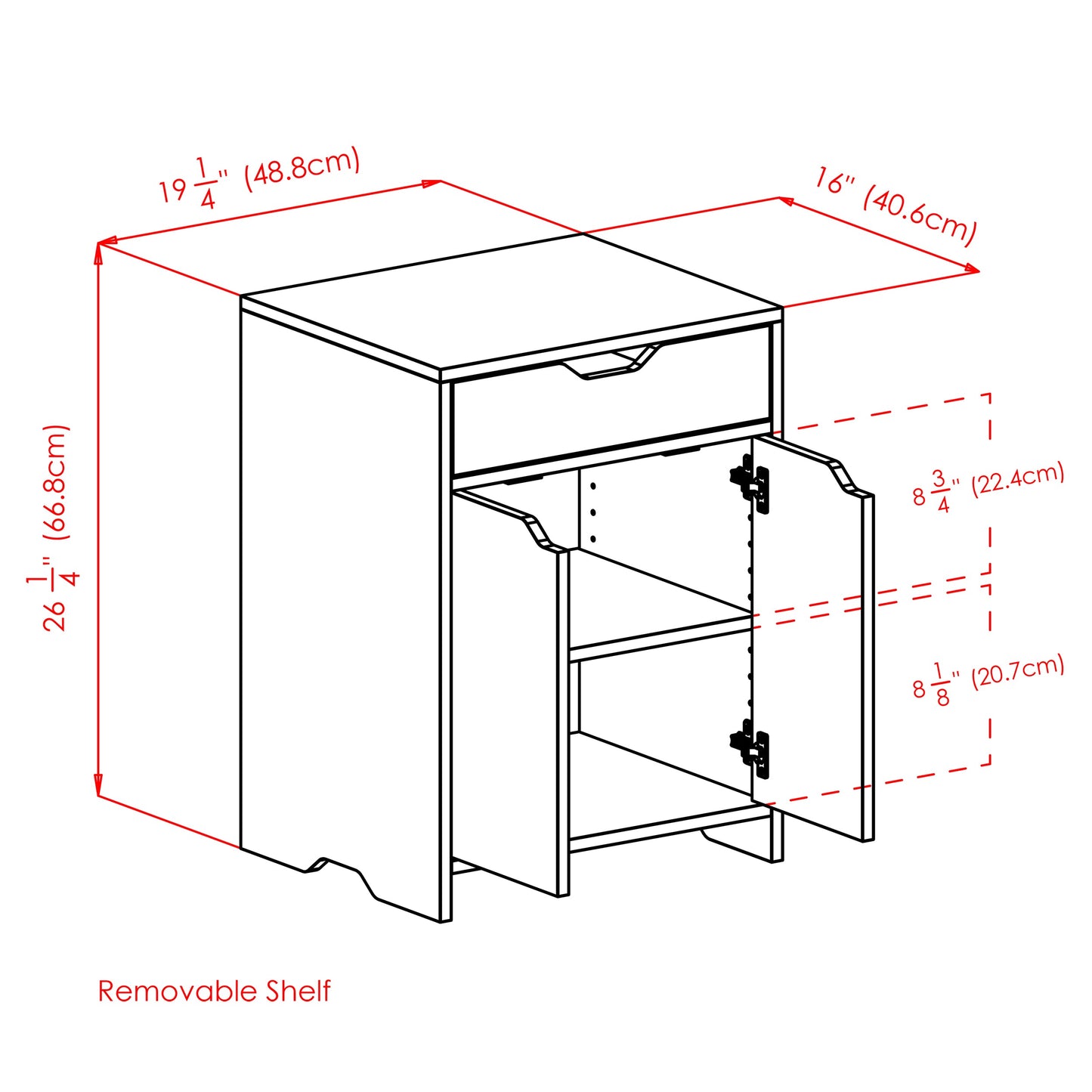 Nova 1-Drawer Storage Cabinet, Charcoal