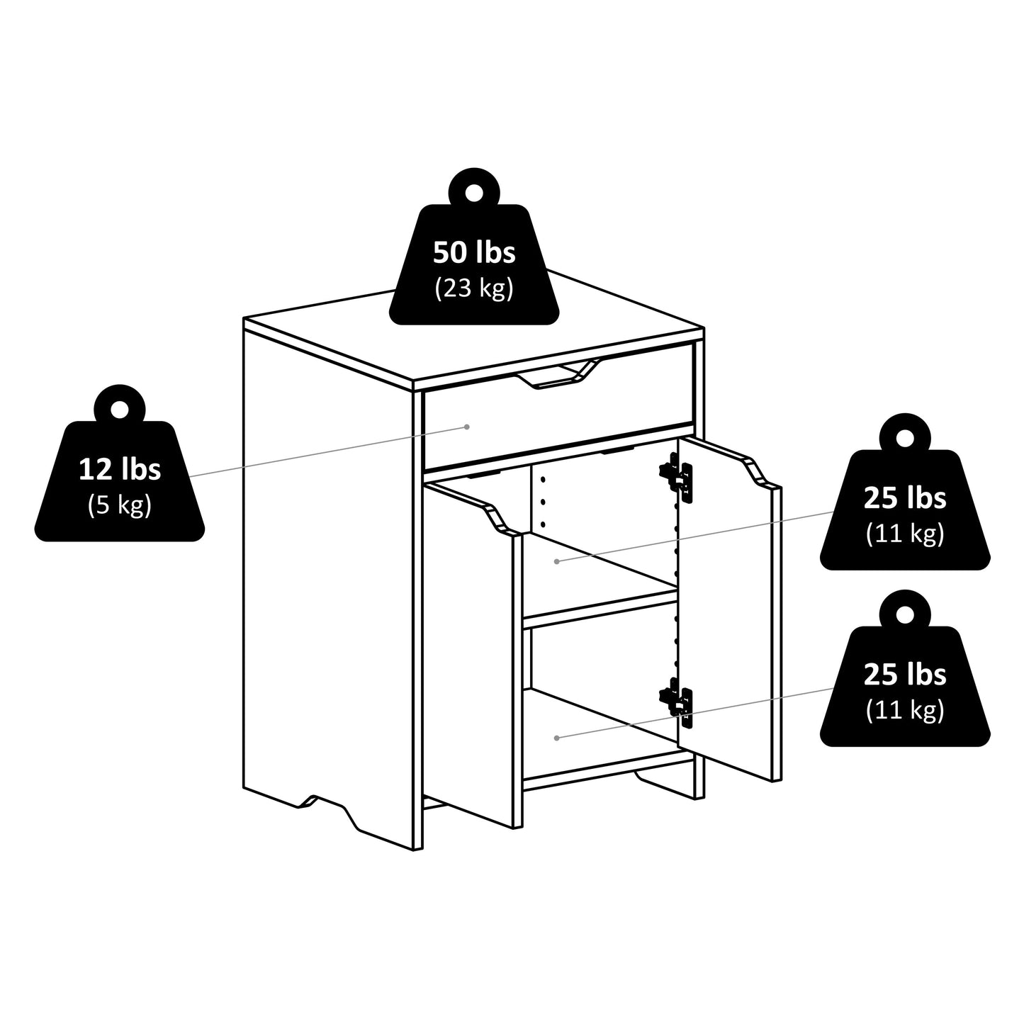 Nova 1-Drawer Storage Cabinet, Charcoal