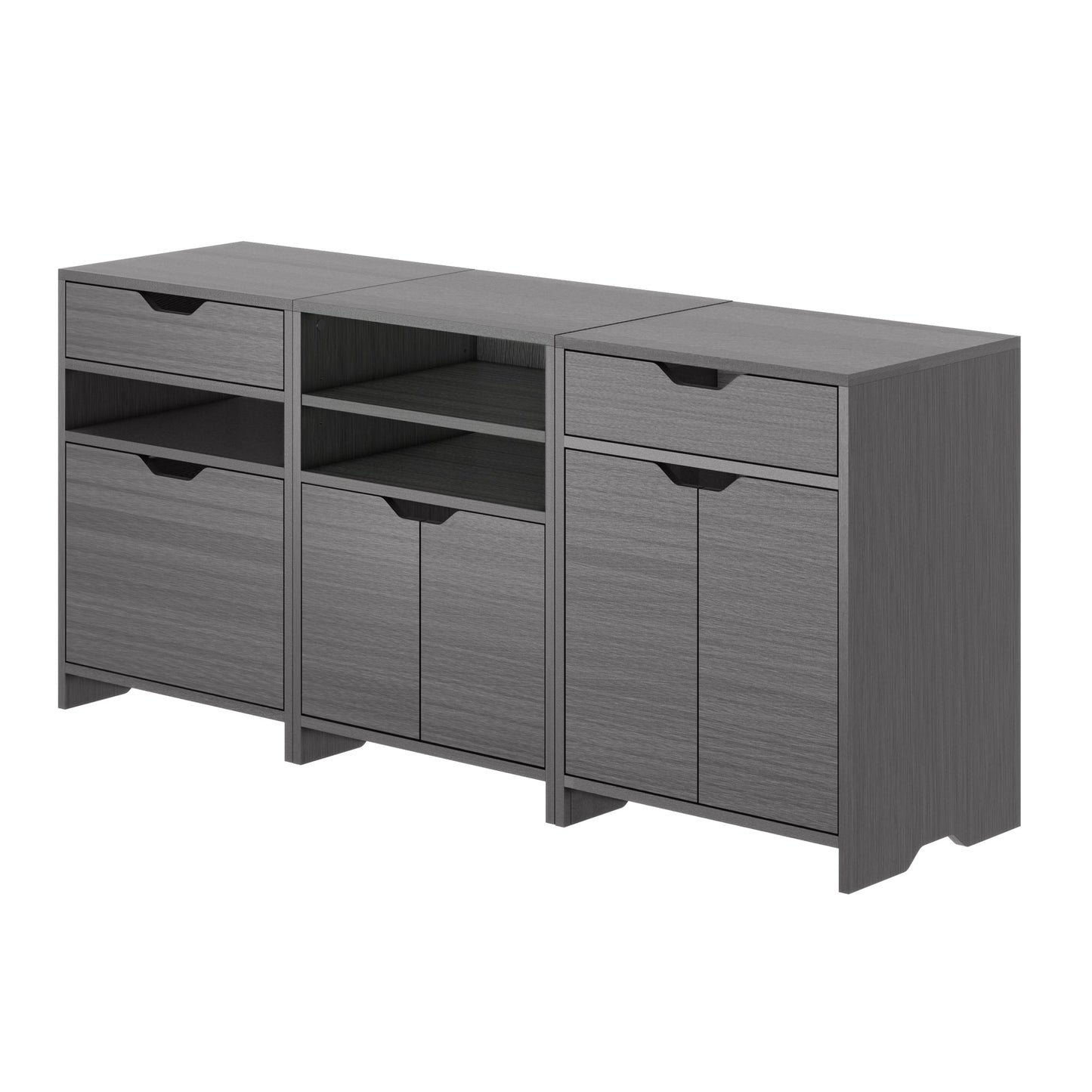 Nova 3-Pc Storage Cabinet Set, Charcoal