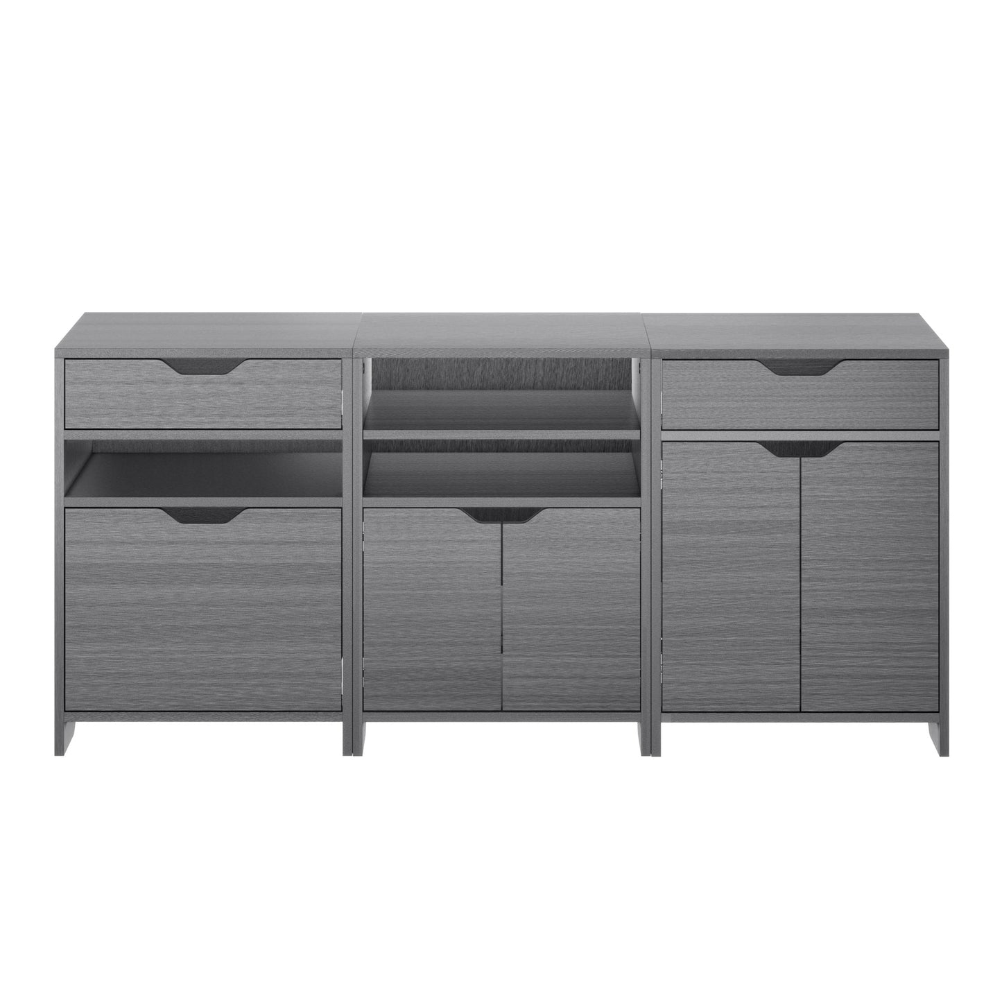 Nova 3-Pc Storage Cabinet Set, Charcoal