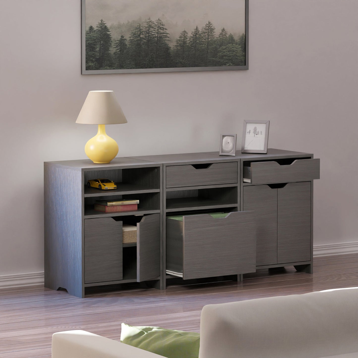 Nova 3-Pc Storage Cabinet Set, Charcoal