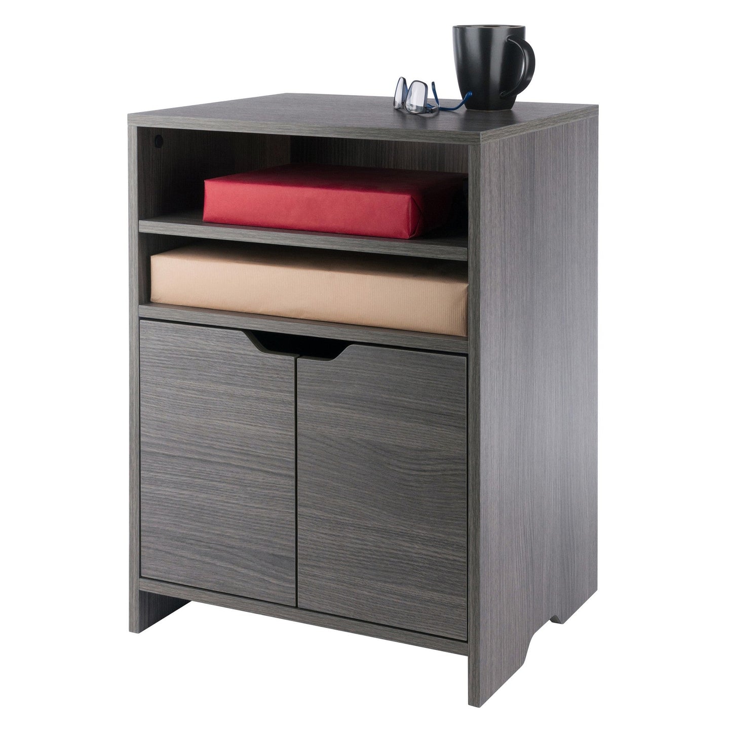 Nova Open Shelf Storage Cabinet, Charcoal