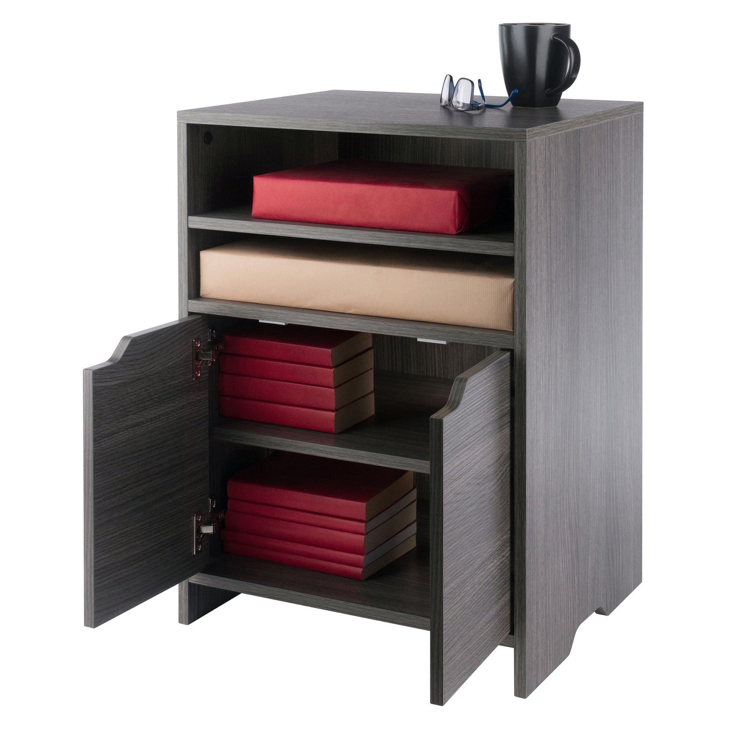 Nova Open Shelf Storage Cabinet, Charcoal