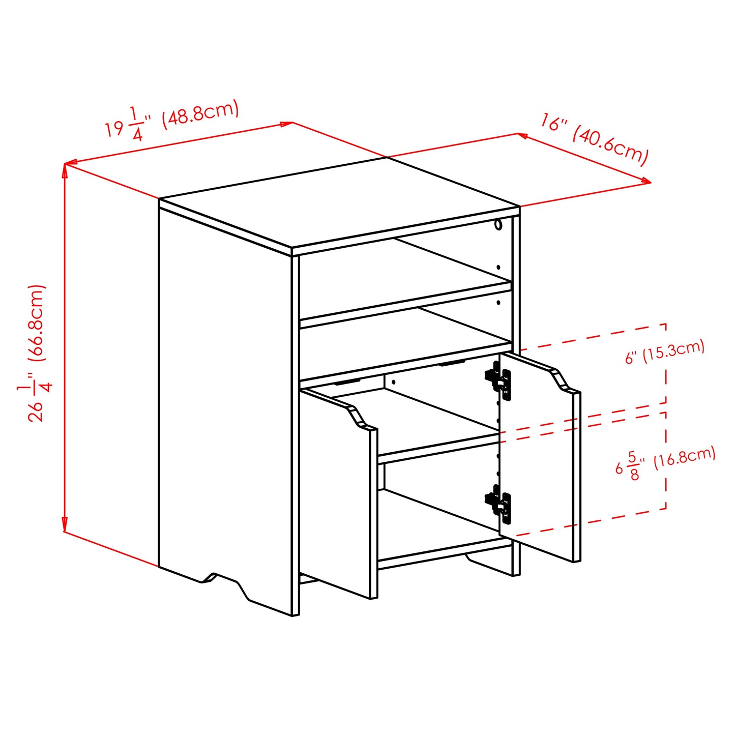 Nova Open Shelf Storage Cabinet, Charcoal