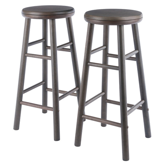 Shelby 2-Pc Swivel Seat Bar Stool Set, Oyster Gray