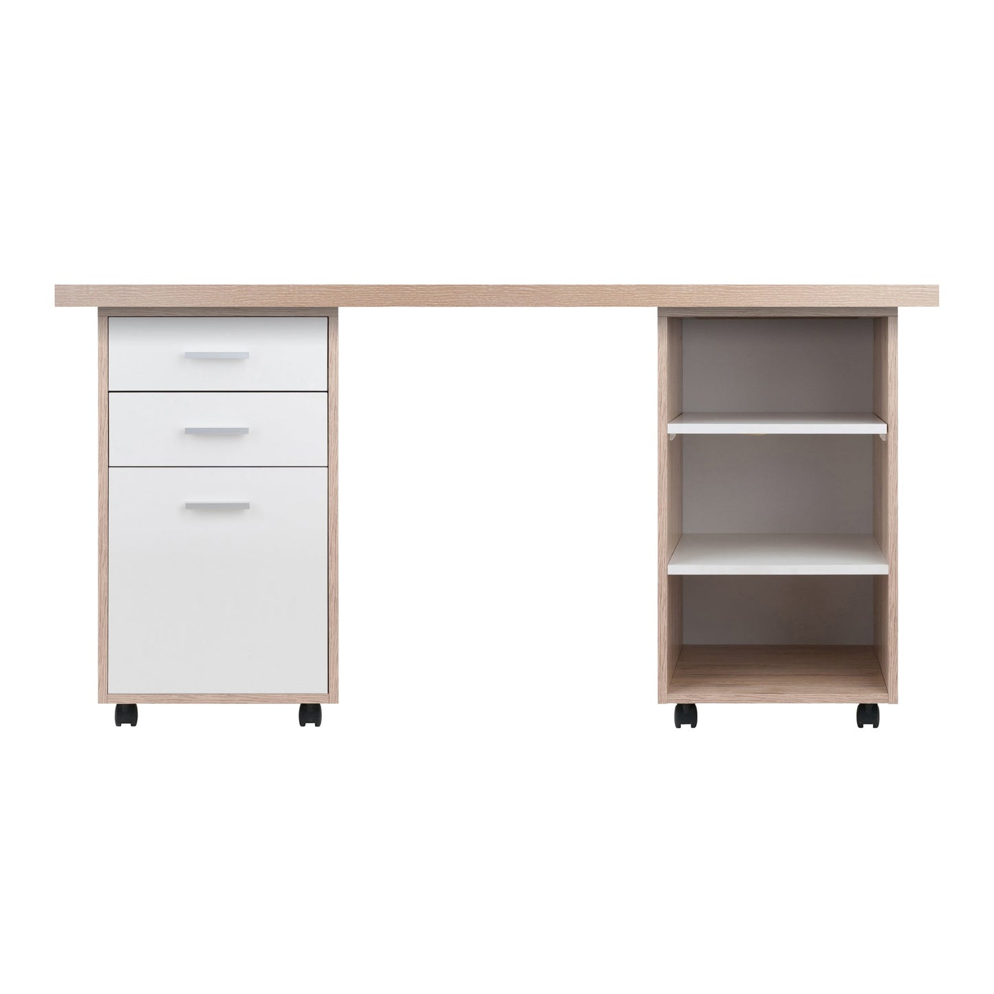 Kenner 3-Pc Modular Desk Set, Reclaimed Wood and White A