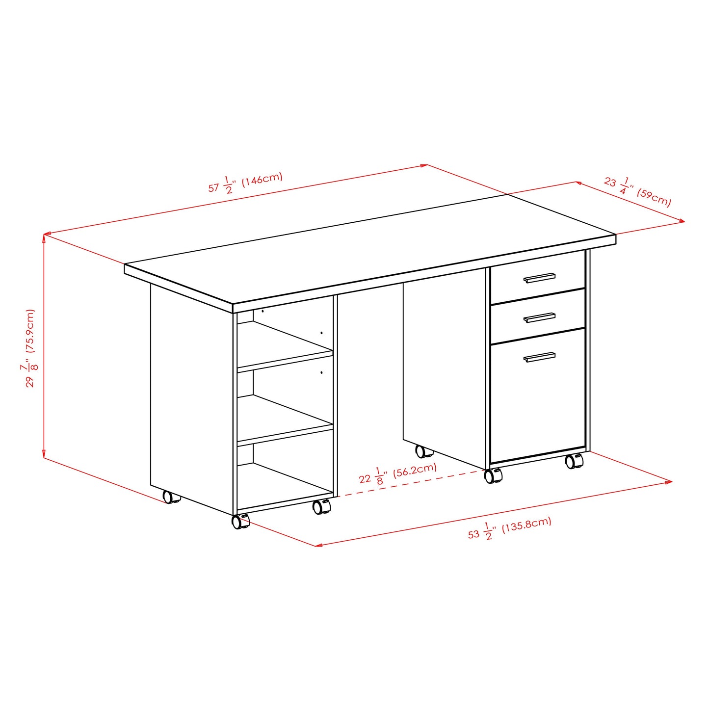 Kenner 3-Pc Modular Desk Set, Reclaimed Wood and White A