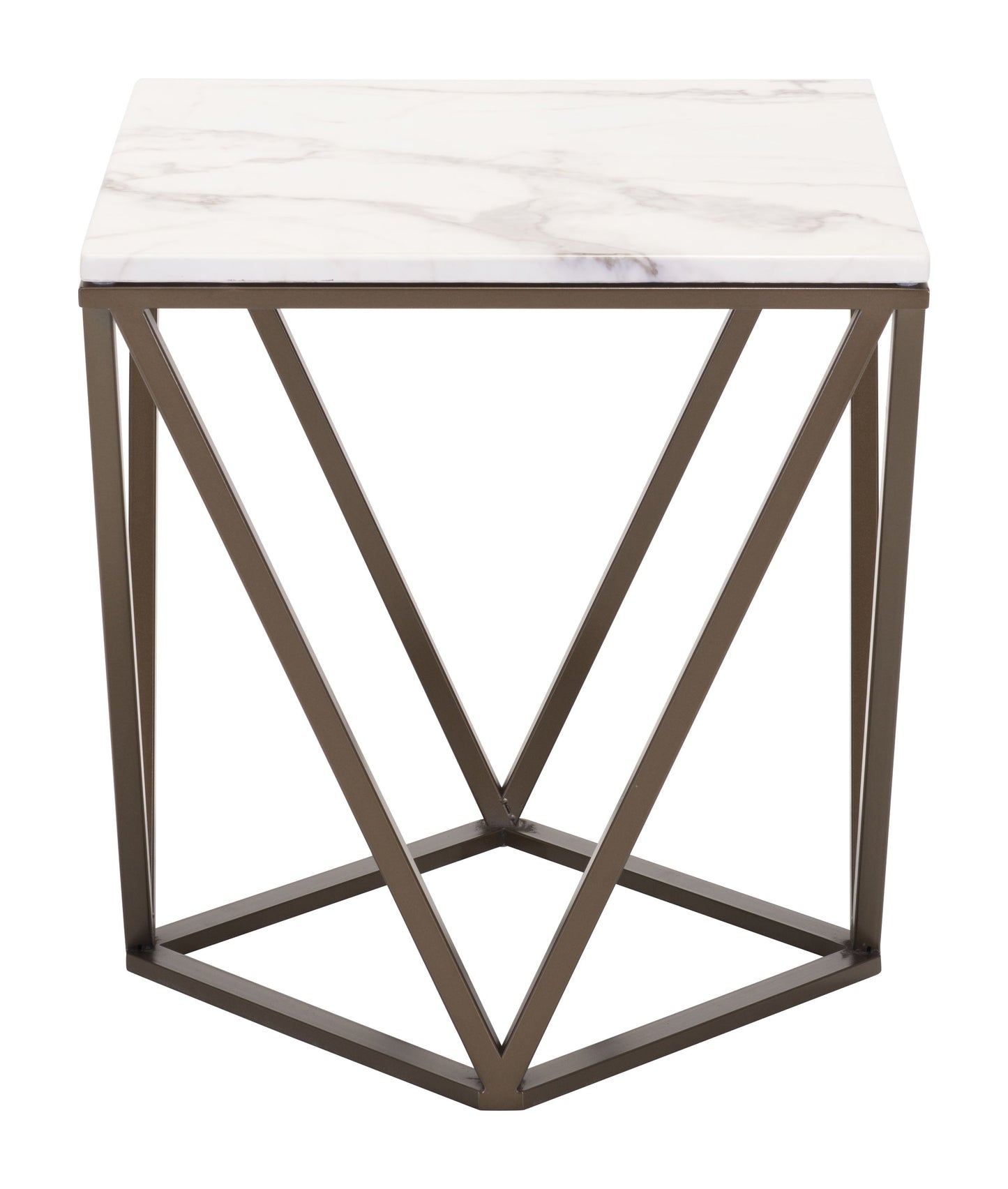 Tintern End Table White & Antique Brass