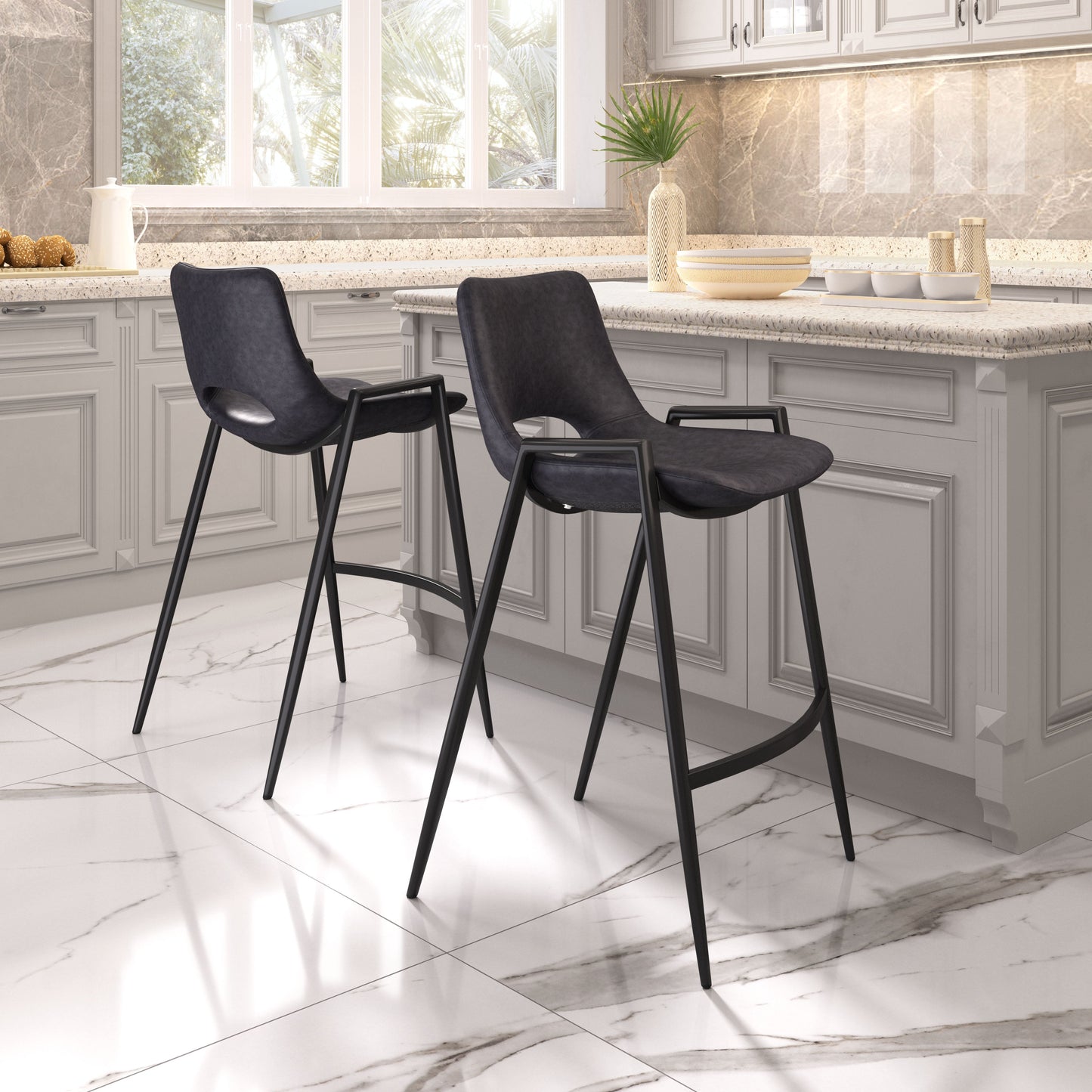 Desi Counter Stool (Set of 2) Black