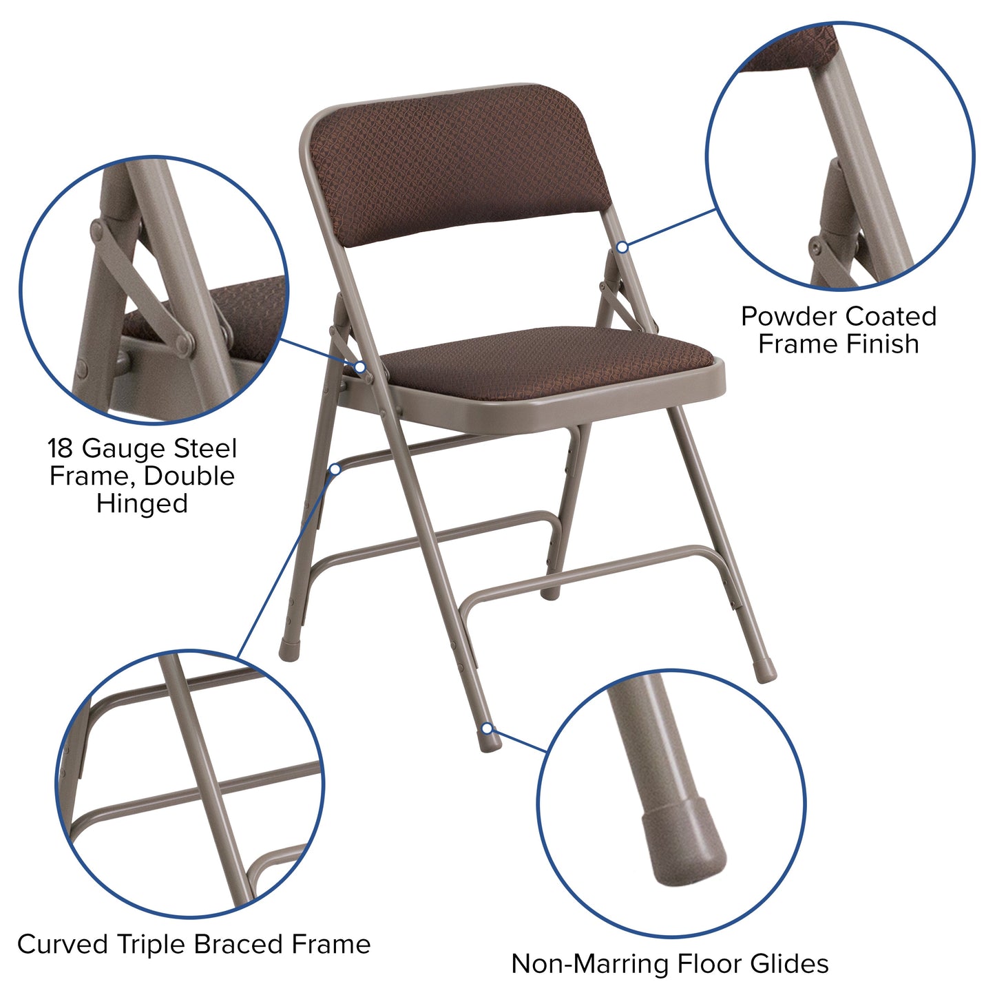 Brown Fabric Metal Chair 2-AW-MC309AF-BRN-GG