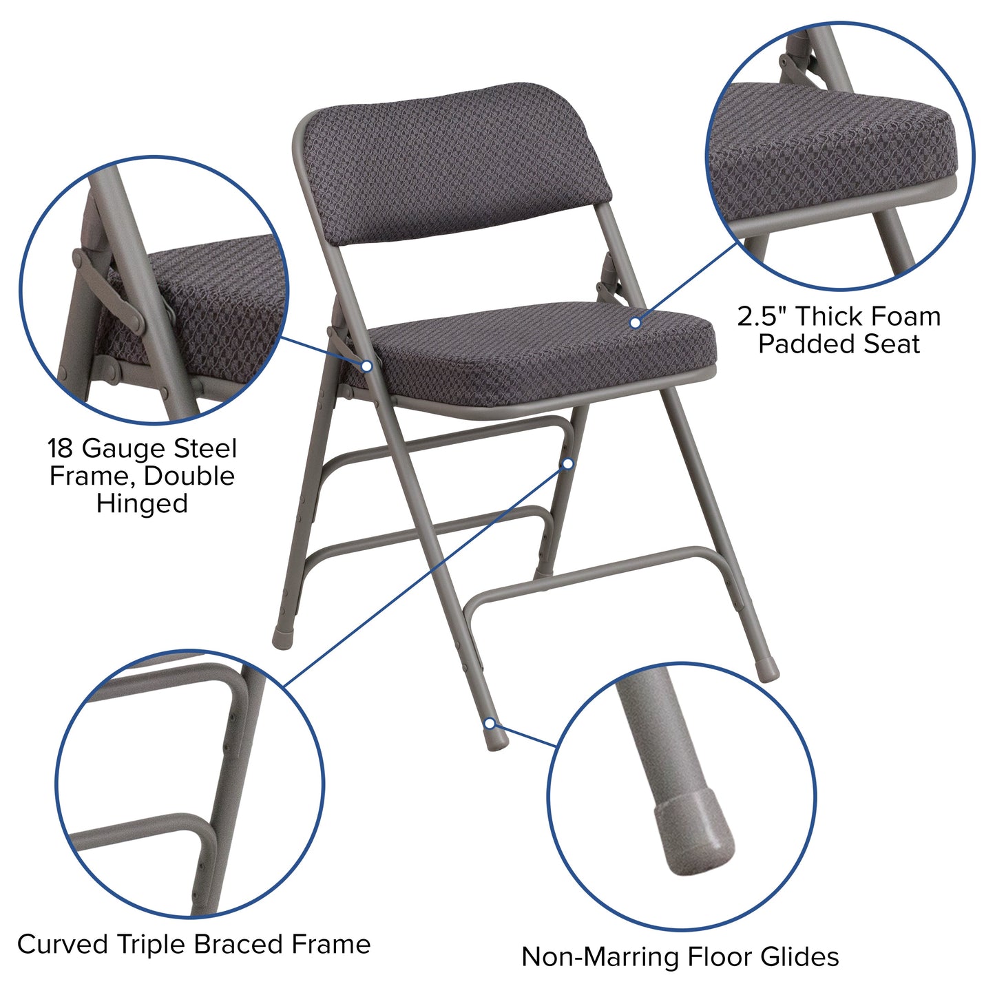 Gray Fabric Folding Chair 2-AW-MC320AF-GRY-GG