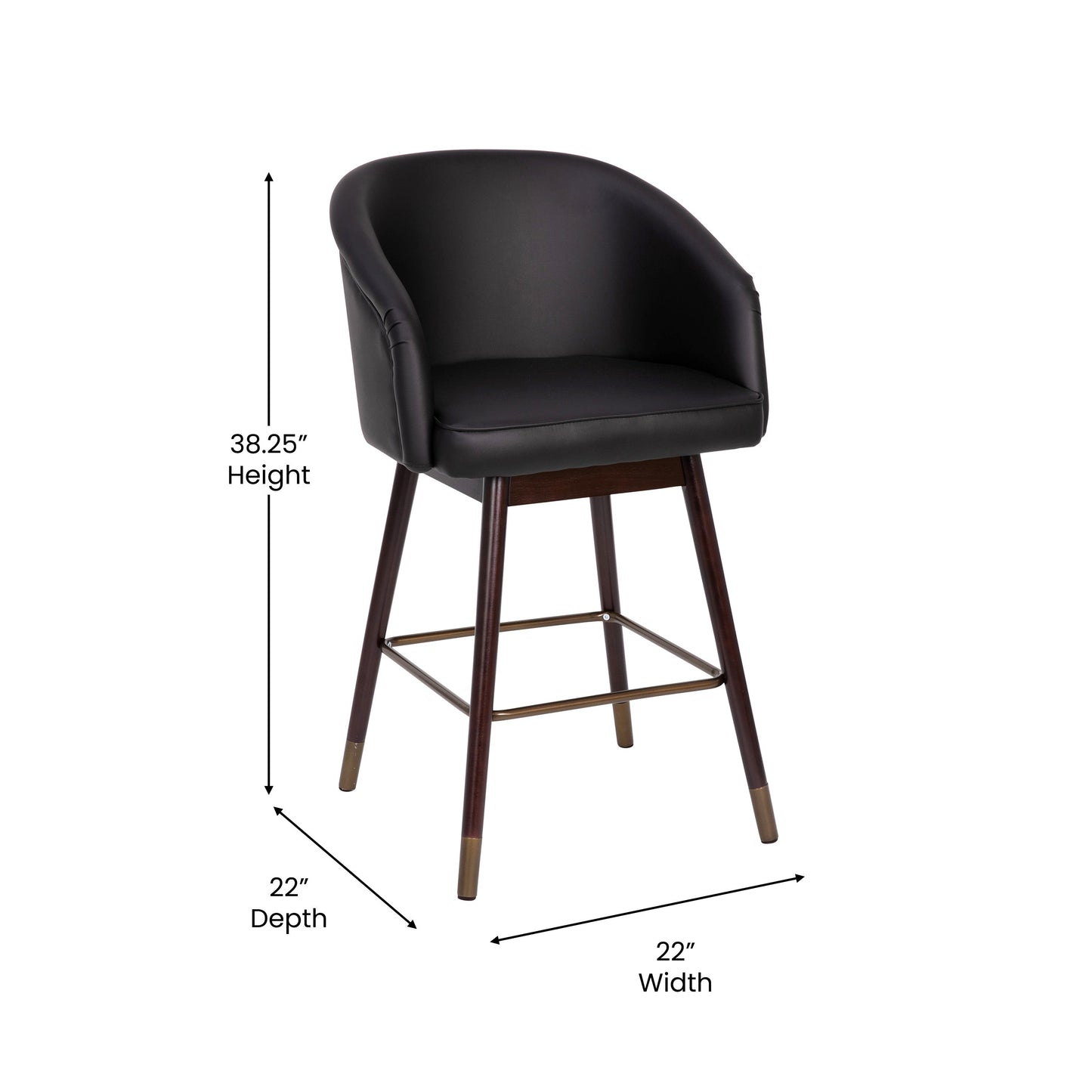 2PK Black Leather 26" Barstool 2-AY-1928-26-BK-GG